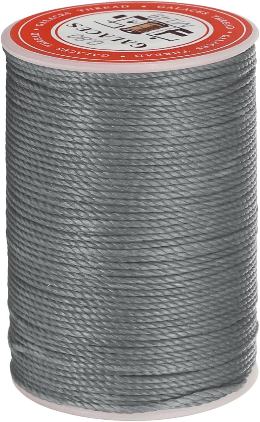 uxcell Round Leather Sewing Waxed Thread, 55m / 60 Yards Wax Polyester String, 0.8mm Waxed Stitching Cord for Leather Crafts, Bookbinding, Bracelets Braided, Dark Coffee