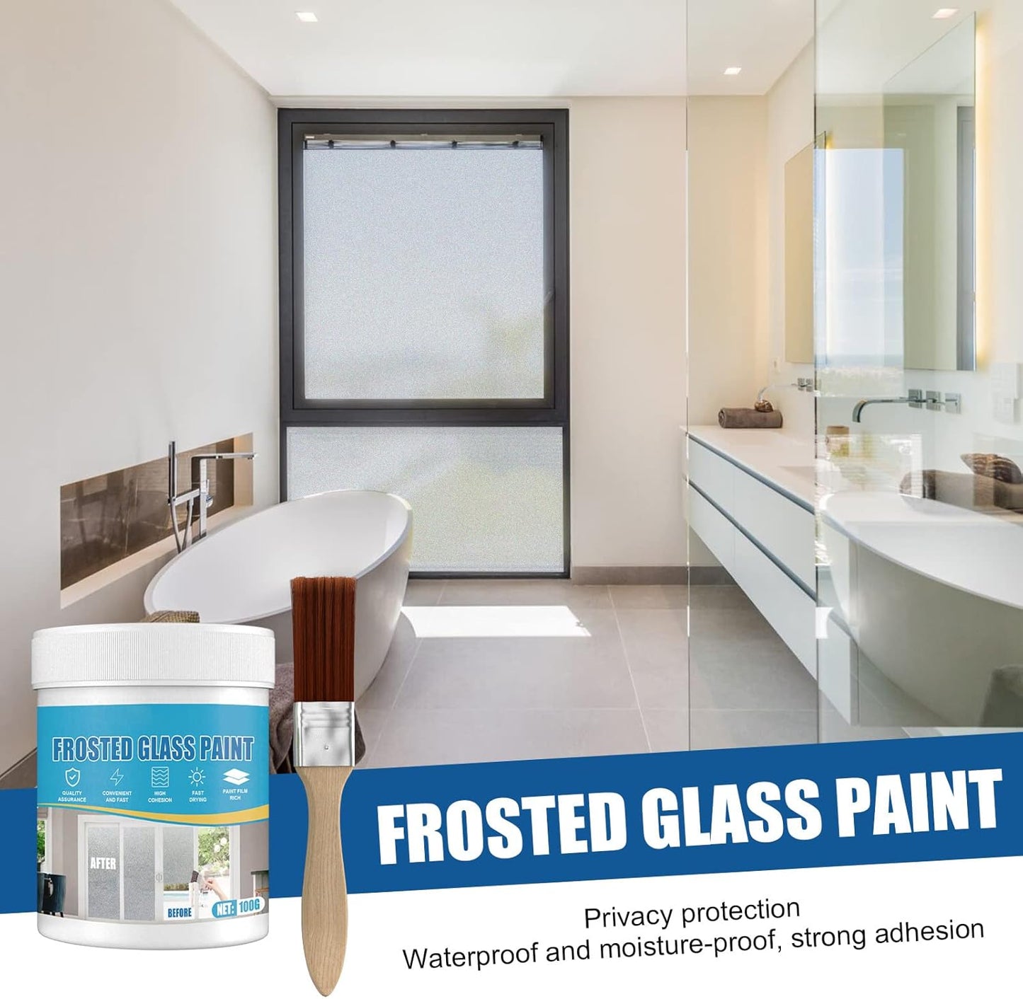 Frosted Glass Paint, 2Pcs Matte Hazy Spray, Door and Window Shading, UV Resistant, Waterproof, for Baby, Indoor-Outdoor, 1 Can, 2 Brushes