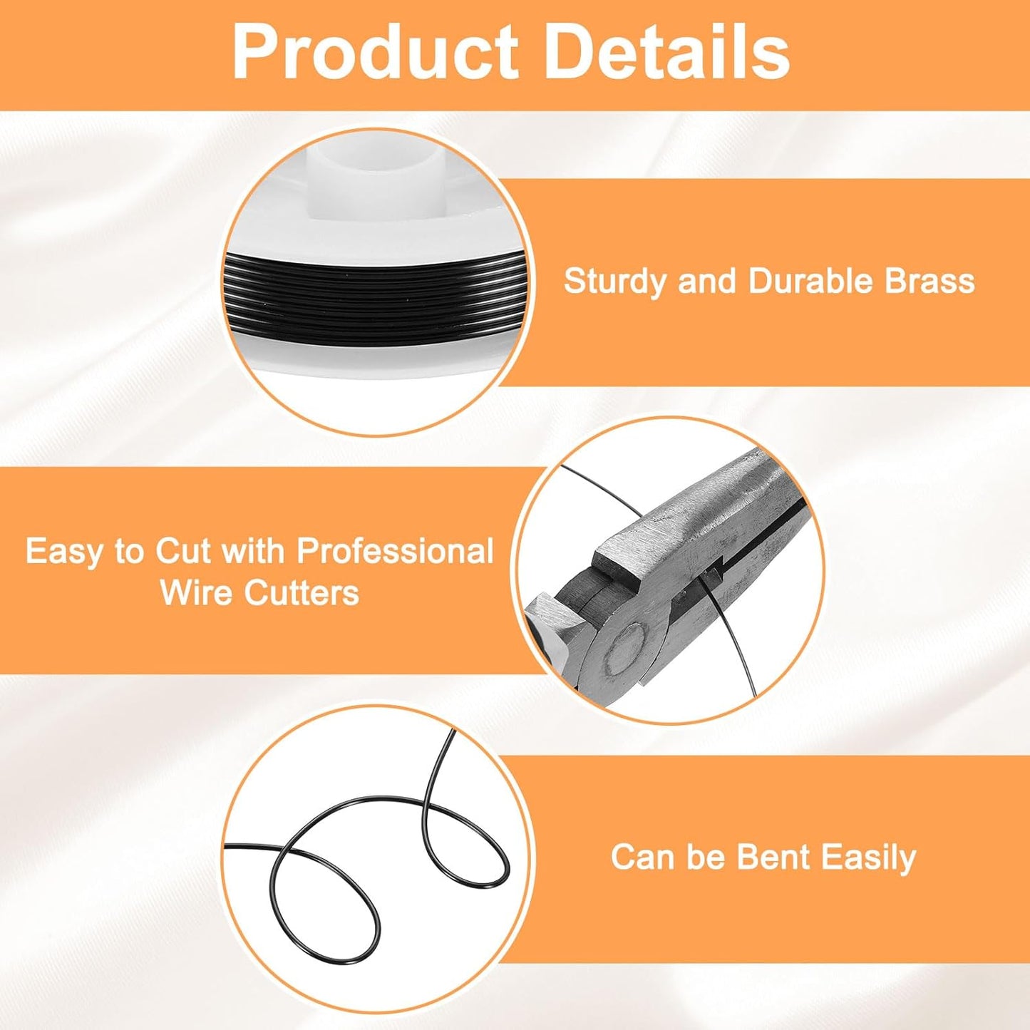 HARFINGTON 5ft Jewelry Wire, 18 Gauge (1mm) Brass Craft Soft Metal Tarnish Resistant Copper Beading Wire for Jewelry Making Supplies Crafting, Black