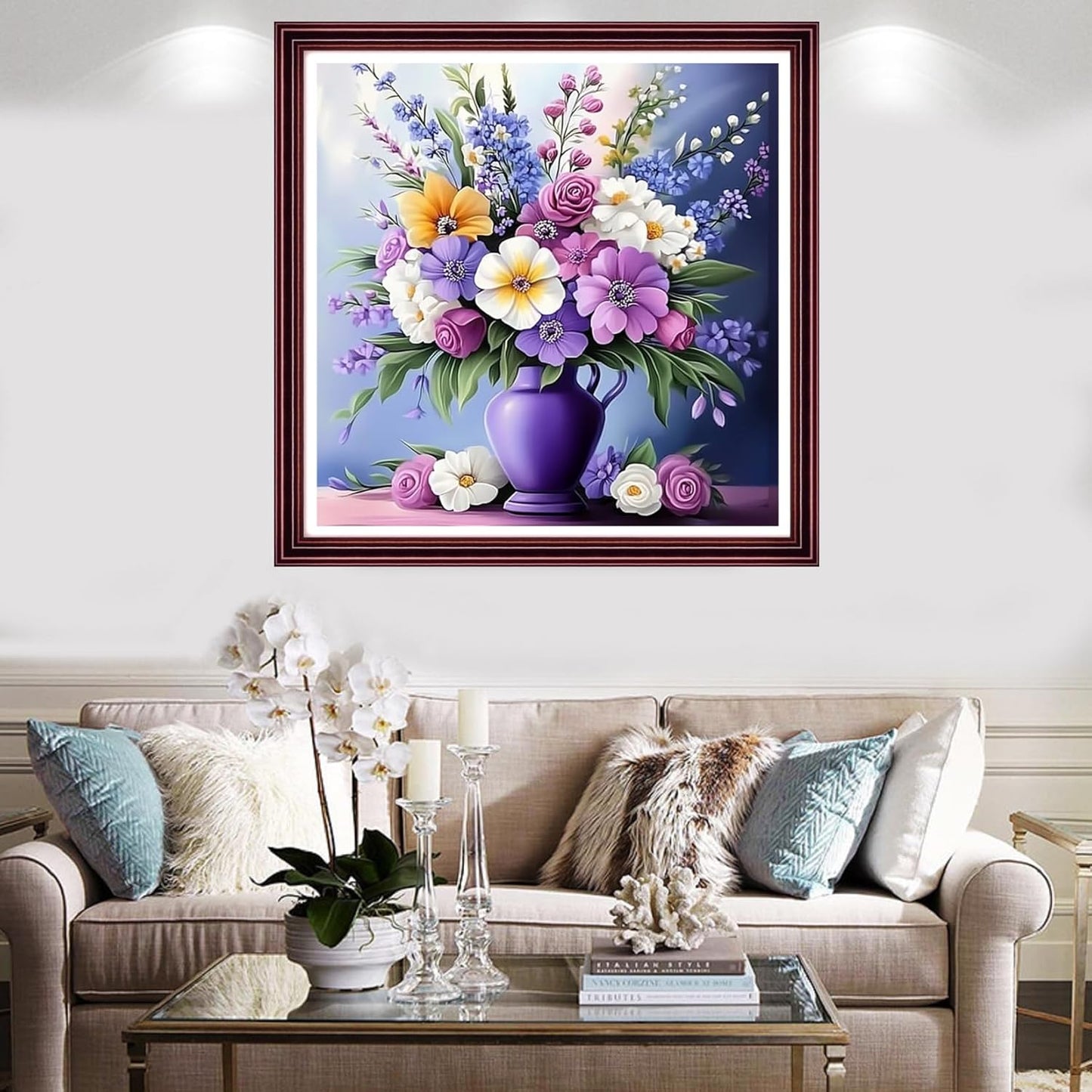 Redxing Stamped Cross Stitch Kits Full Range of Embroidery Starter Kits- Needlepoint Counted Cross Stitch Kits for Beginner Adults 11CT Printed Embroidery Kit-Colorful Flowers 18x18 inch