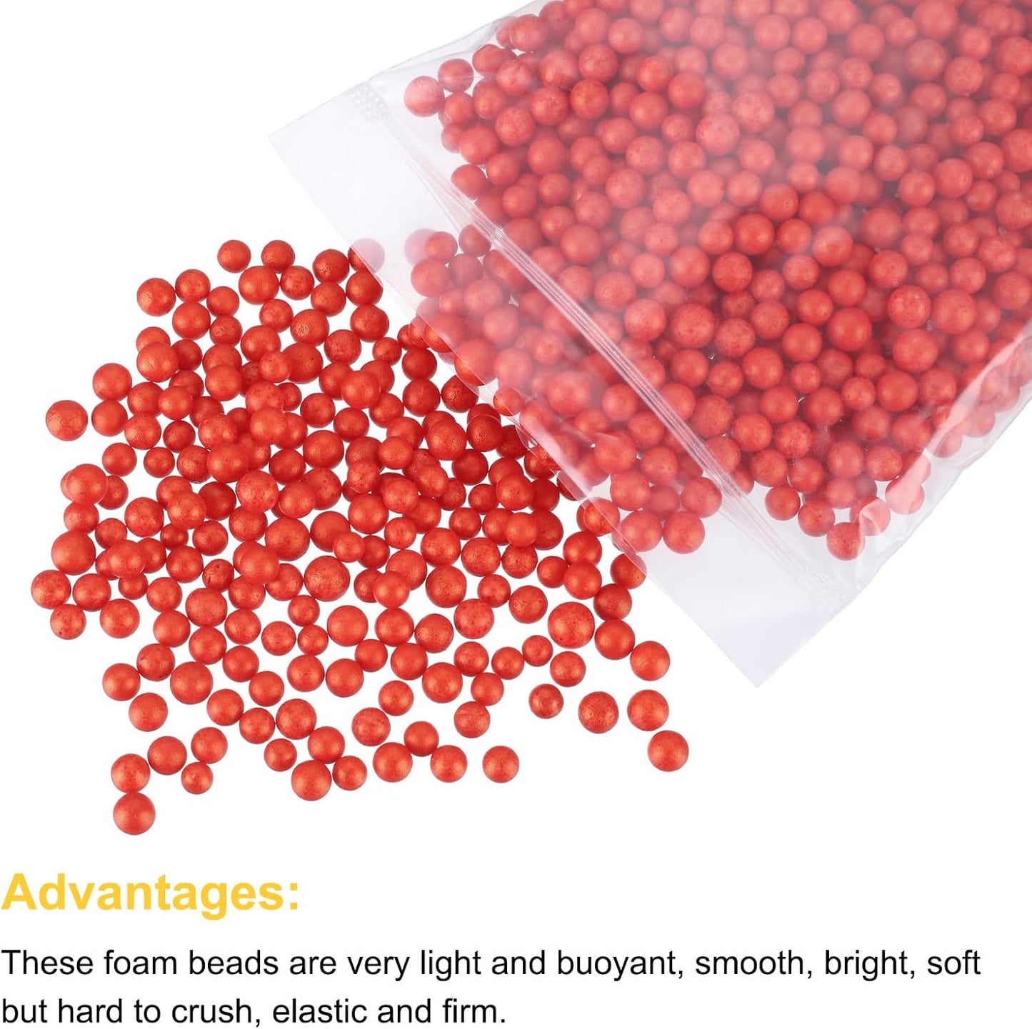 MECCANIXITY Foam Beads Foam Balls 7-9mm for Wedding and Party Decorations, Tiny Packing Balls, Arts DIY Crafts Supplies (Light Red,1 Pack Approx 3000pcs)