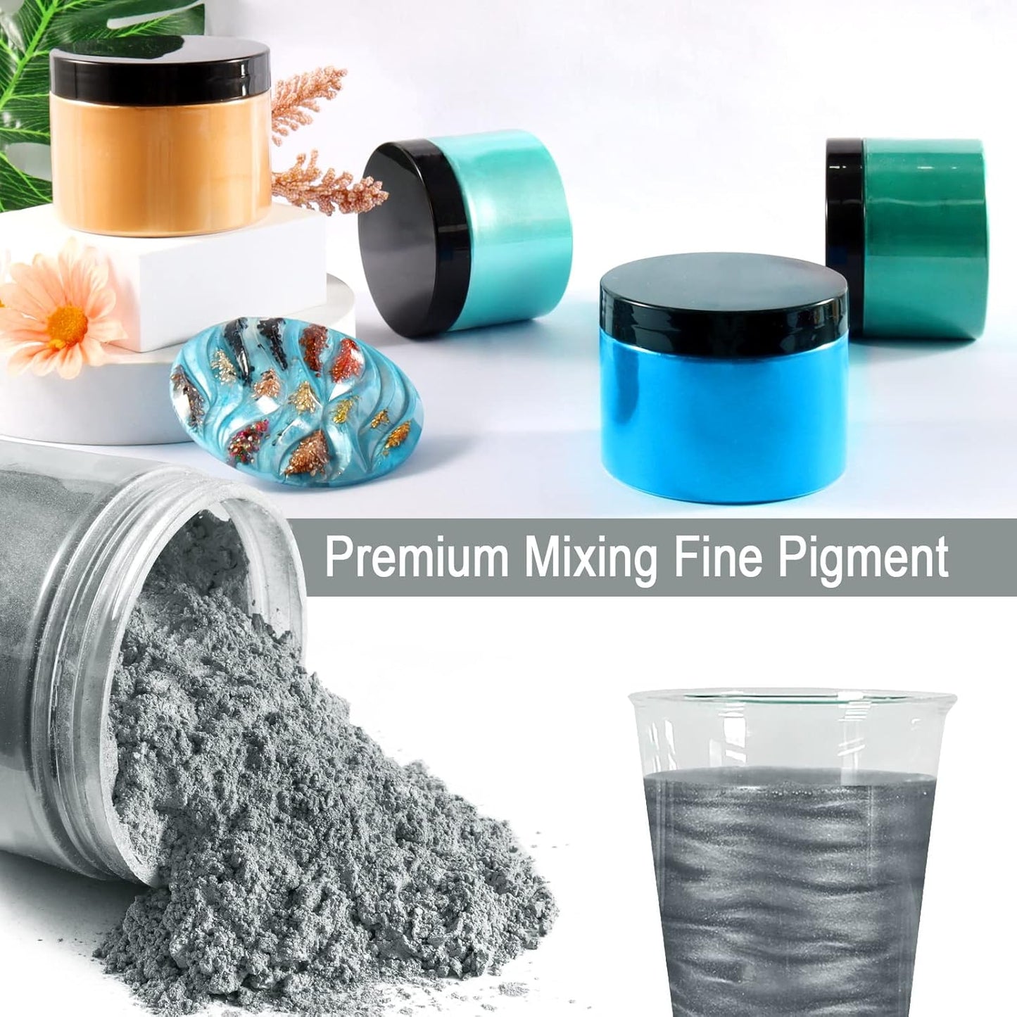 Ceya Mica Powder, 5.3oz/ 150g Silver Grey Pearlescent Effect Colorant Pigment Powder for Epoxy Resin, Tumblers, Slime Bath Bomb, Soap Dye, Slime, Candle, Resin Crafting, Paint, Jewelry, Nail Polish