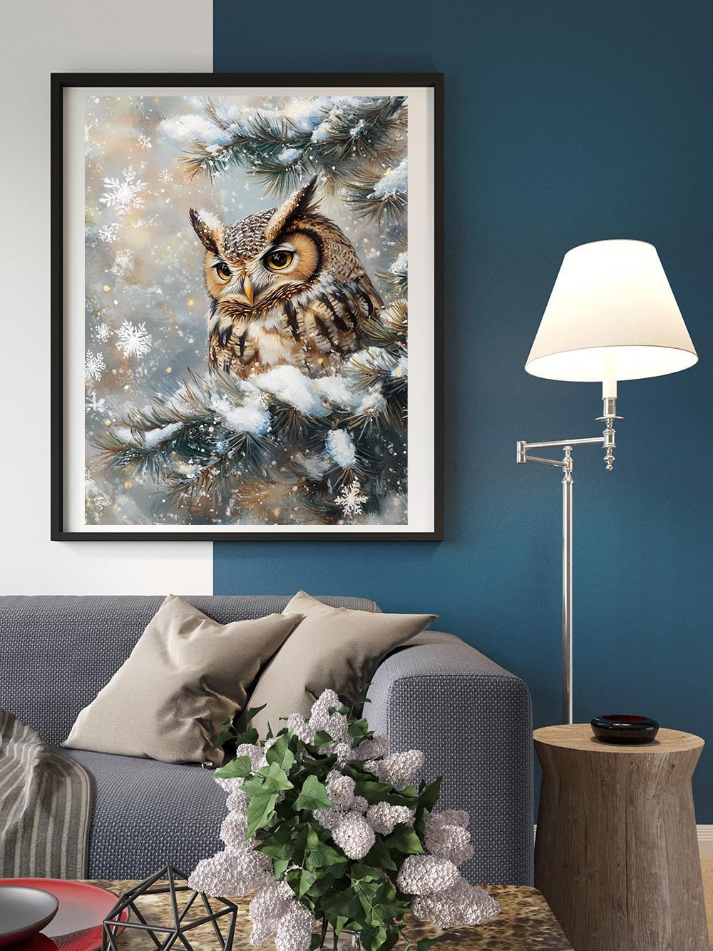 Moohue 14CT Counted Cross Stitch Kits for Adults Printed Stamped Cross Stitch Patterns Kits Cross Stitch Supplies (Winter Animal Owl)