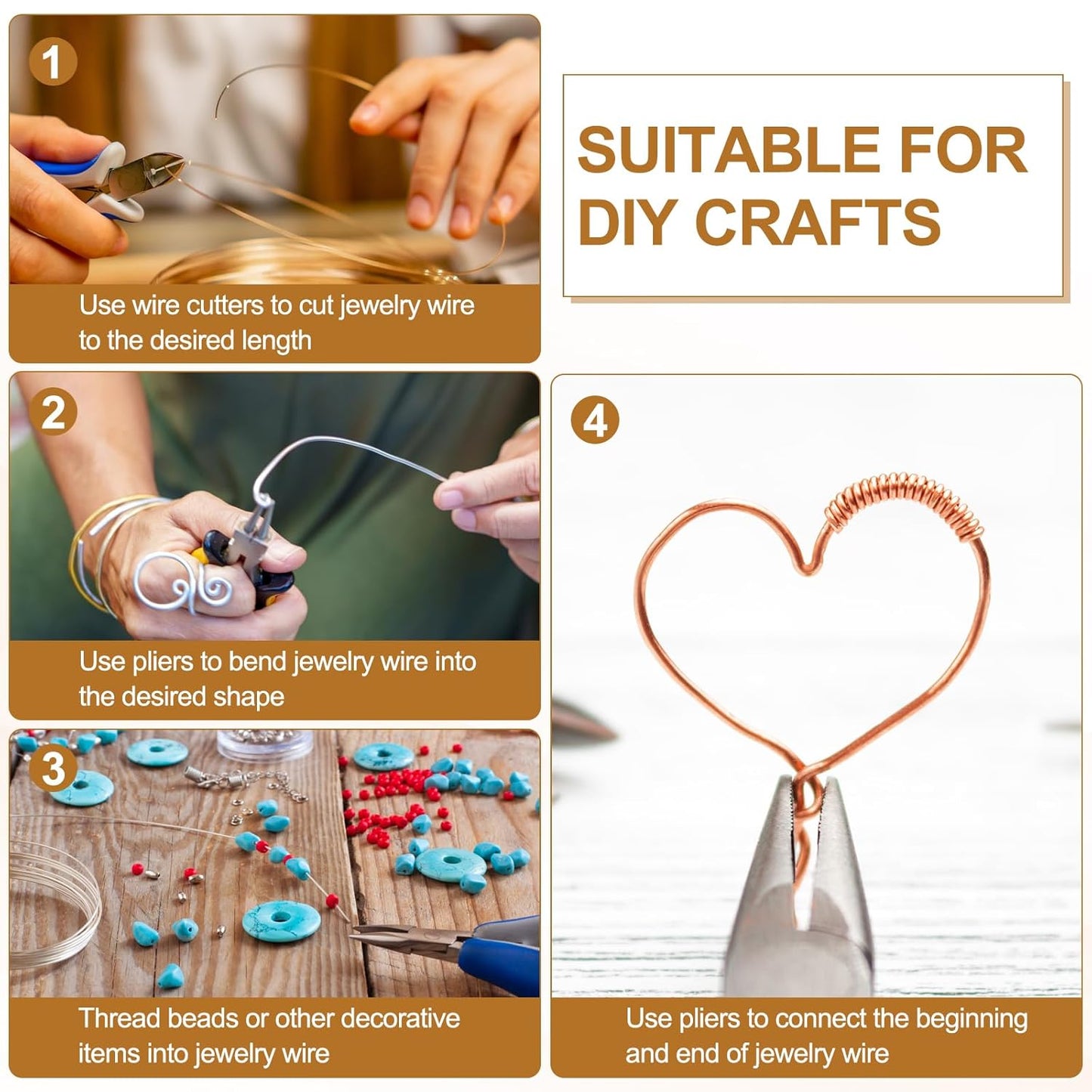 PATIKIL 26 Guage/ 0.4 mm 328 Feet Jewelry Craft Wire, 2 Pcs Copper Beading Wires with Plier for Beading Jewelry Making Supplies Earrings Bracelets Accessories Sculptures Gardening, Gold