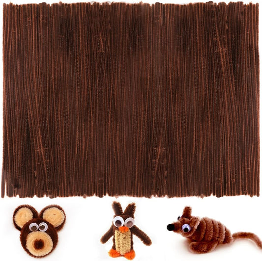 Iooleem 200pcs Brown Pipe Cleaners, Chenille Stems, Pipe Cleaners for Crafts, Pipe Cleaner Crafts, Art and Craft Supplies.
