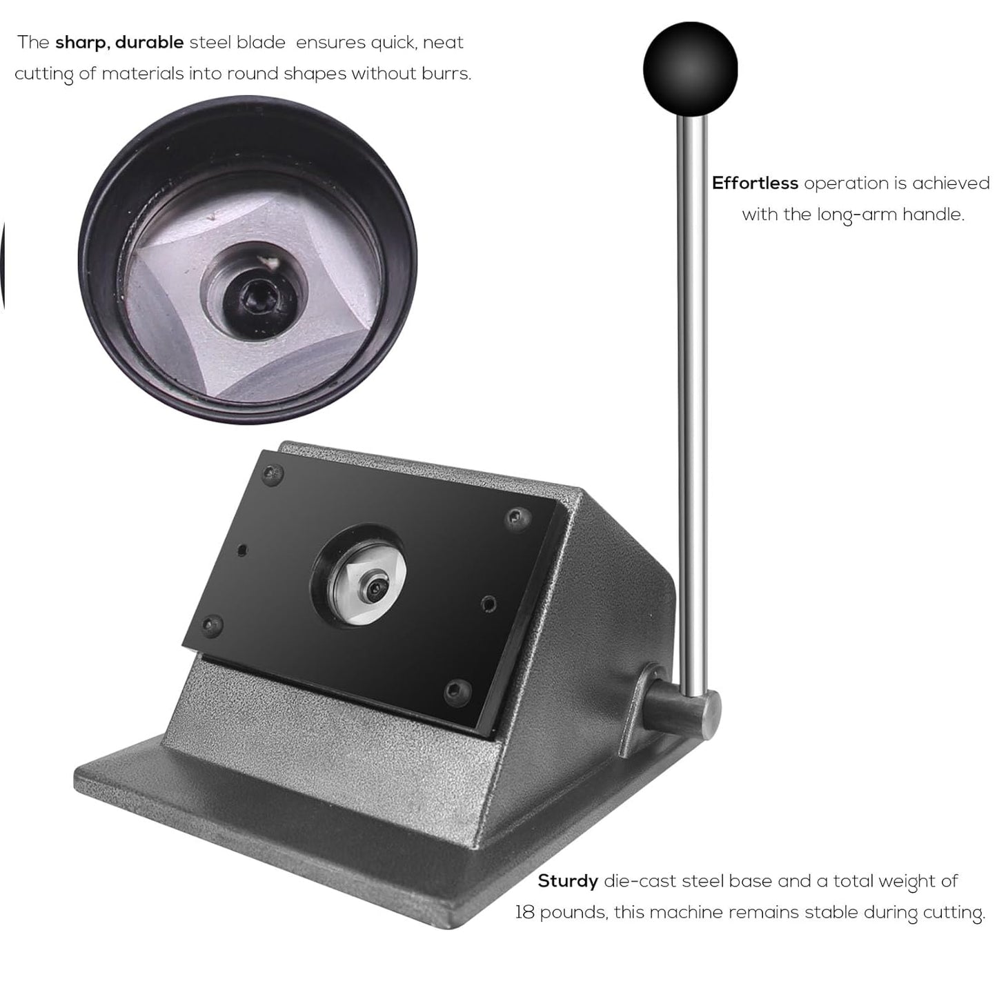 2.95"/75mm Button Paper Cutter 3.38"/86mm Circle Cutter Paper Puncher Precise Graphic Punch Die Cutter Cuts for Making 2.95-inch/75mm Buttons