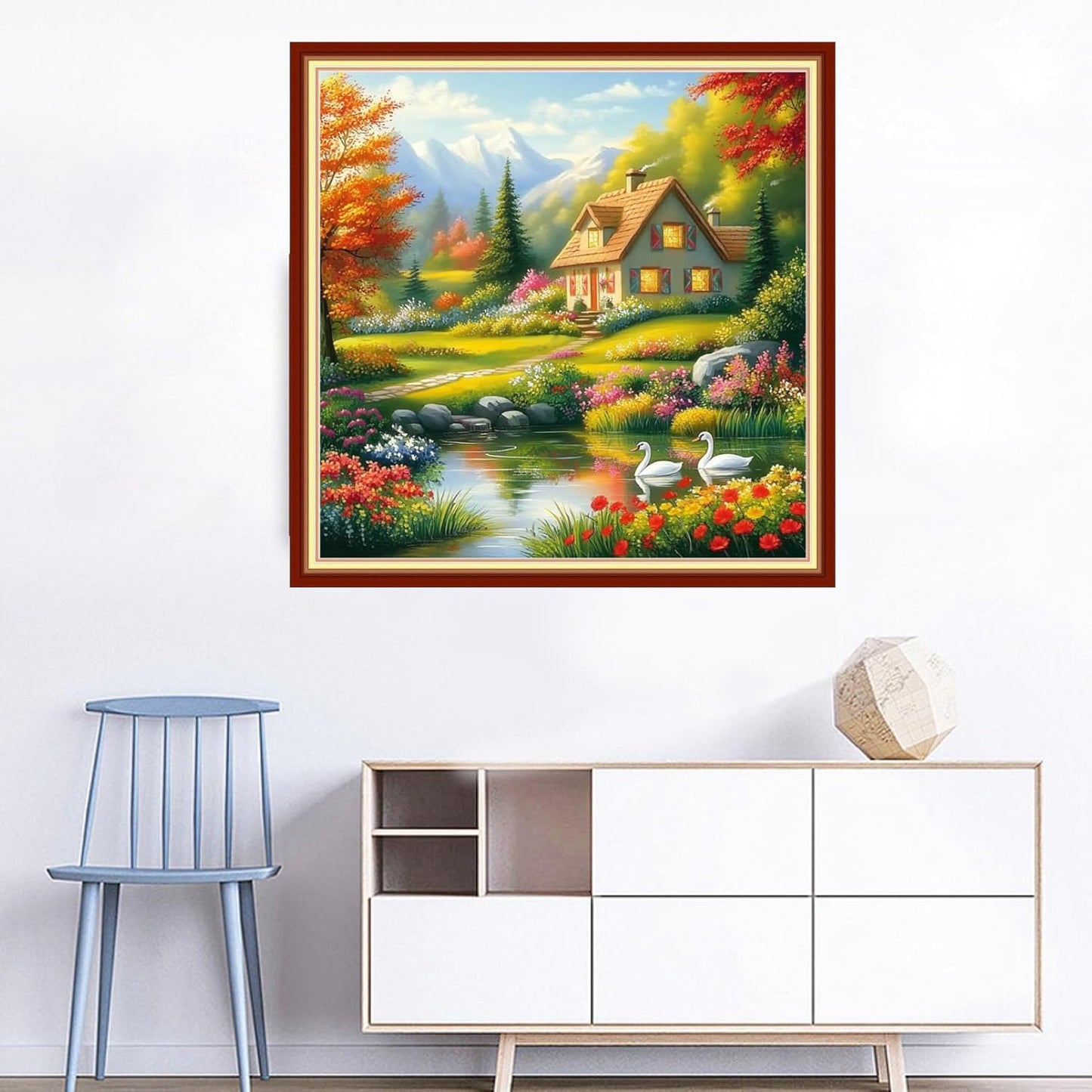 Joyhoor Cross Stitch Kits for Beginners Stamped Cross-Stitch Supplies Needlework preprint Embroidery Kits for Adults DIY Needlepoint Kits Embroidery Patterns 11CT-Dream Home 18x18 inchs