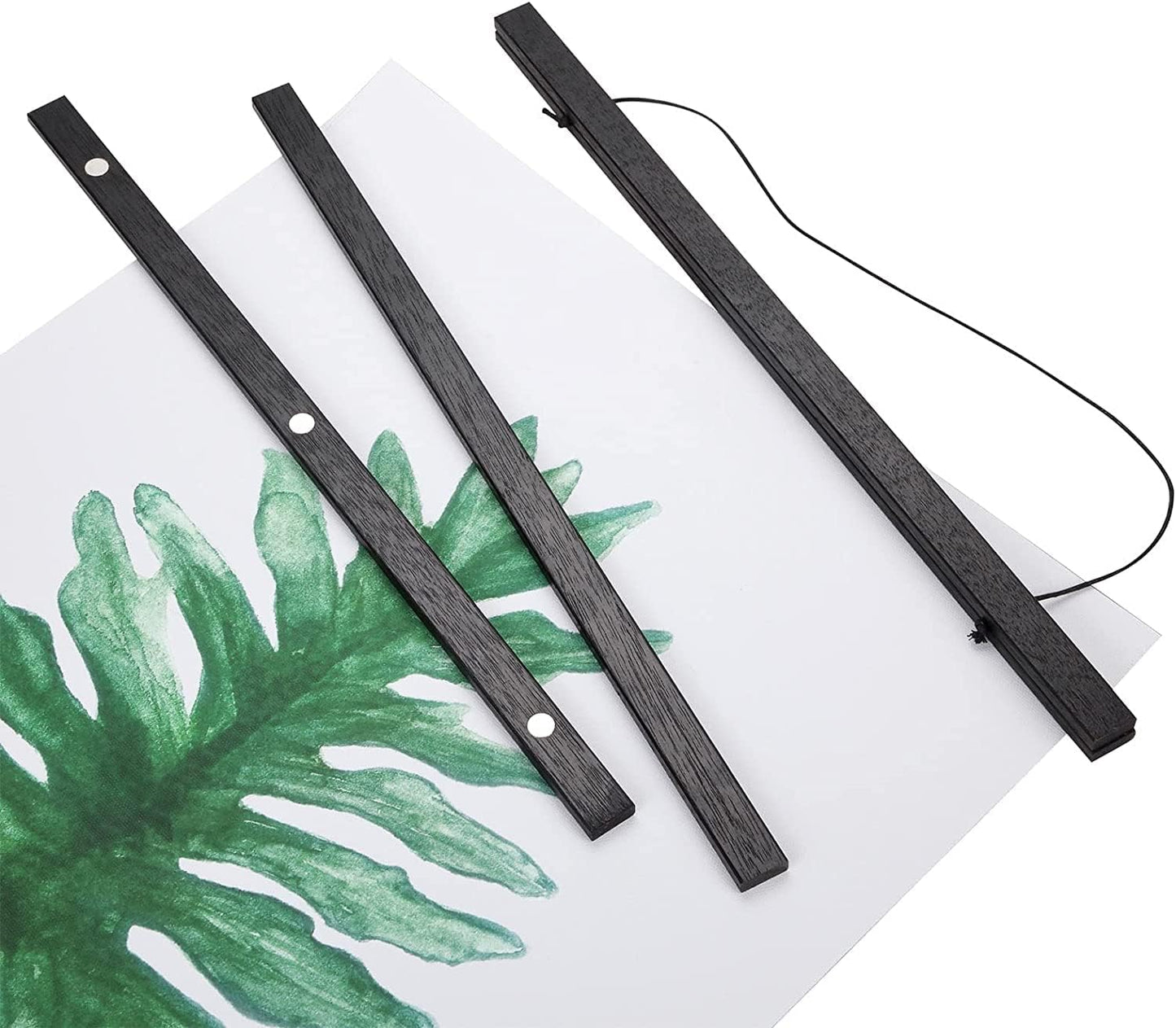 WITCOLOR Magnetic Poster Hanger, 30x20 30x30 30x40 Poster Frame Wood Wooden Magnet Print Posters Dowel Scroll Hanger Hangers Hanging Kit for Walls Map Canvas Artwork (Black, 30")