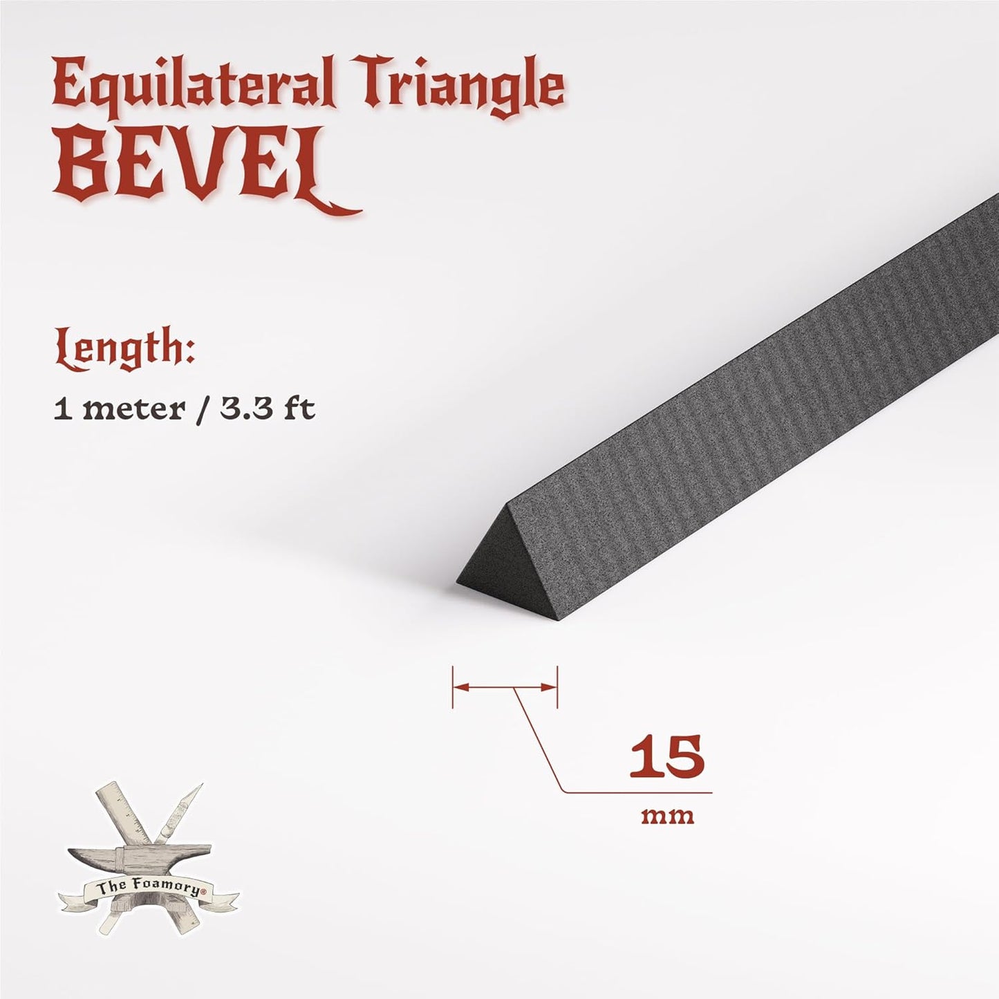 The Foamory's Instant Edge EVA Foam Pre Cut Equilateral Triangle Bevel. 5-30mm x 1M Black EVA Beveled Trim Save Time on Cosplay, Costume Edging and Armor Detail. High Density 85kg/m³ Craft Foam Dowel