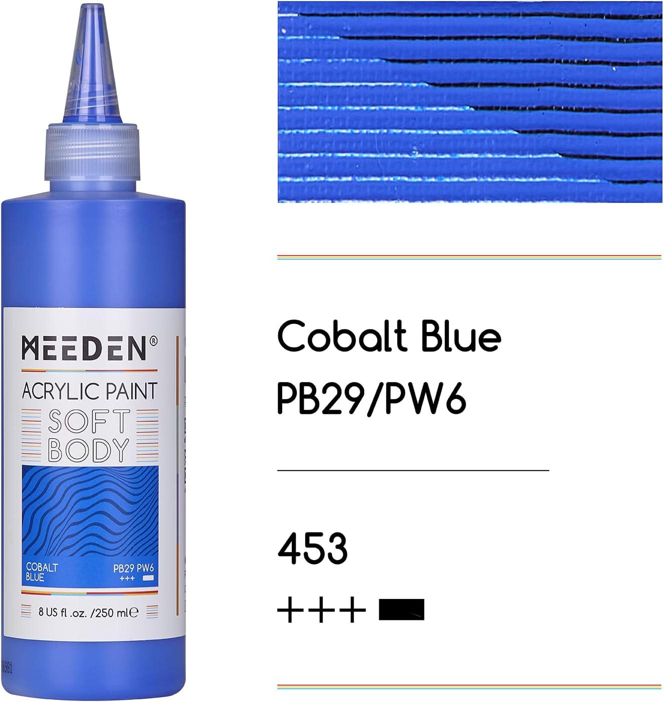 MEEDEN Cobalt Blue Acrylic Paint: Matte Finish 250ml/8.45oz Soft Body Bulk Acrylic Colors in Ergonomic Bottle - Fluid Flow Art Paints for Artists Canvas Painting