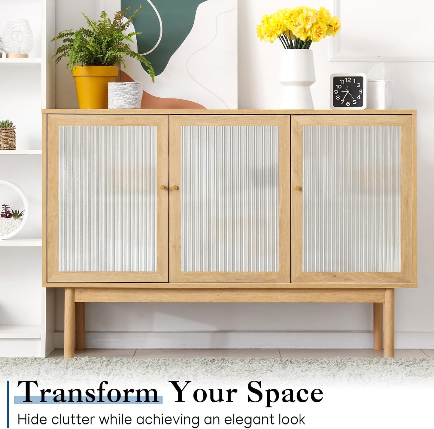 Haton Reeded Glass Window Privacy Film, Frosted Glass Window Film, Static Cling UV Blocking Stickers, Decorative Removable Cover for Bathroom Door Office, Non Adhesive 23.6" x 157.4"