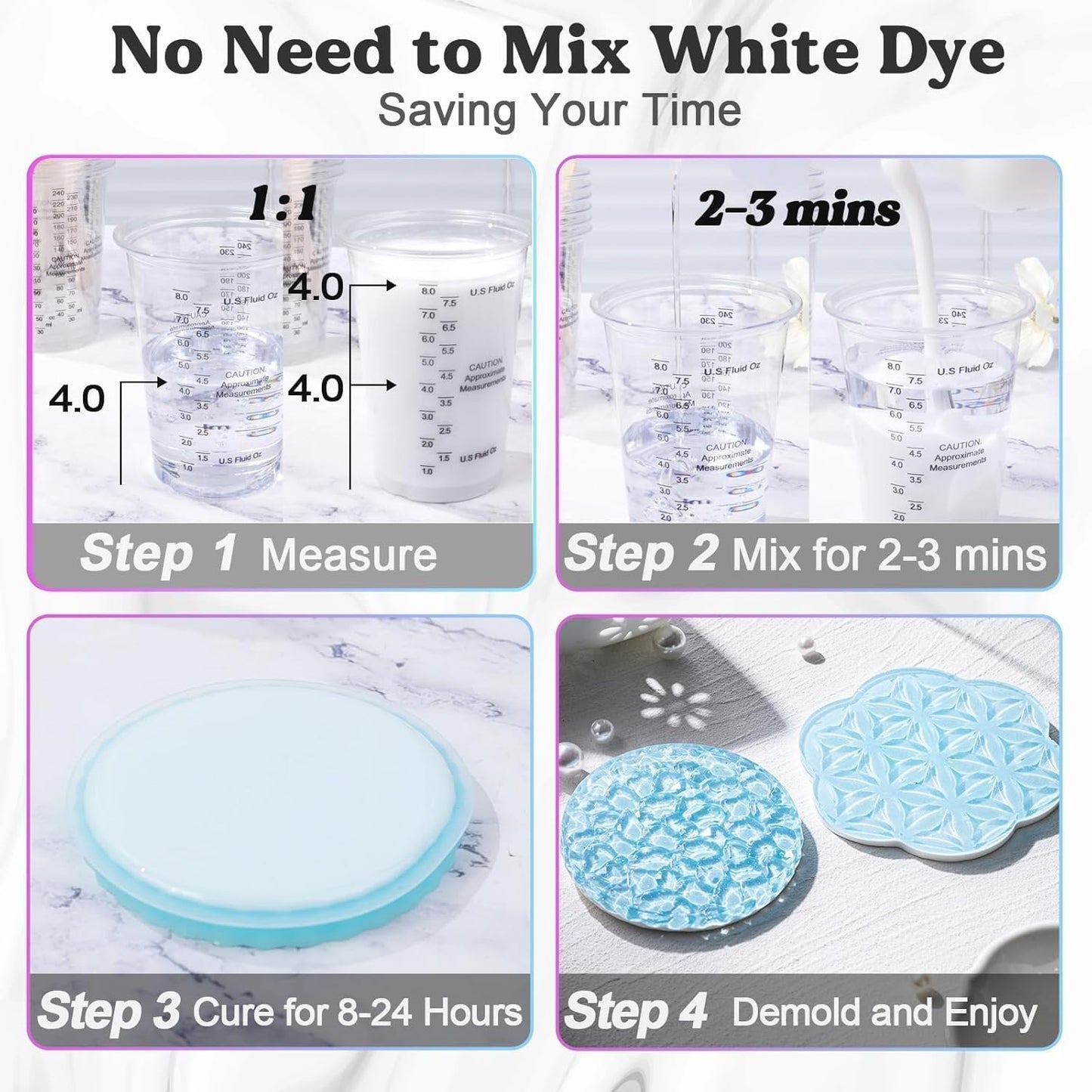 LET'S RESIN EPOXY RESIN White Epoxy Resin,44OZ Bubble Free & High-Gloss Epoxy Kit,Self Leveling Resin and Hardener for Art Crafts,Jewelry Making,Wall Clock