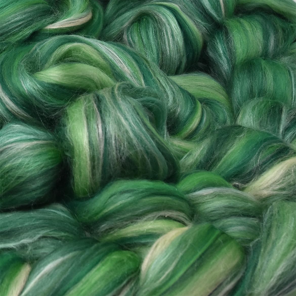 Merino Silk Luxe Tonal Designer Blend. Superfine Merino, Mulberry Silk, Tussah Silk. Top Roving for Spinning or Felting. Eden 4oz