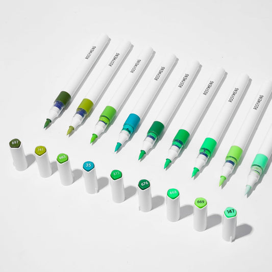 ROSYMENG 9 Color Acrylic Paint Pens,Quick-Drying Waterproof Acrylic Paint Markers, Soft Brush Tip Acrylic Markers for Canvas, Rock Painting, Wood, Stone, Glass, Ceramic, Fabric Painting, DIY Crafts