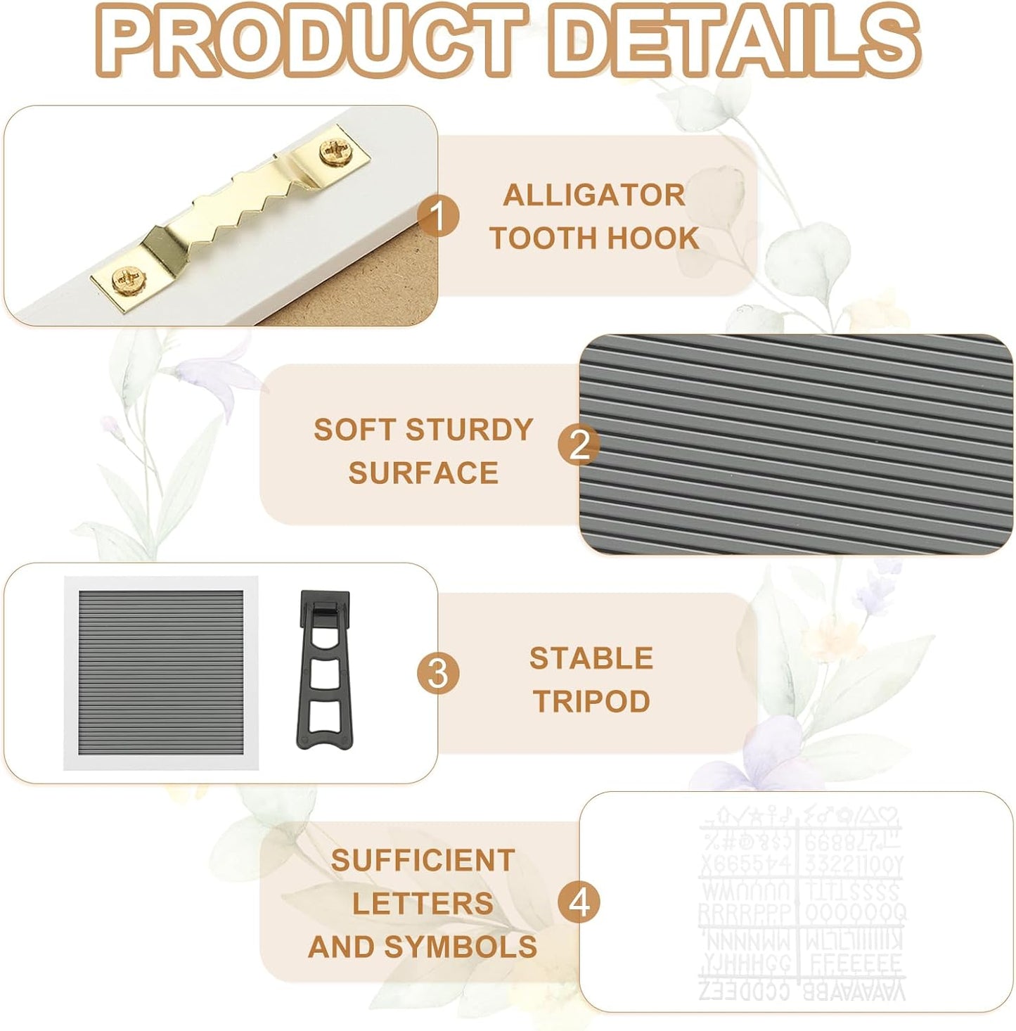 PATIKIL Felt Letter Board, 10x10Inches Gray White Wooden Changeable Message Board with Storage Bag Stand for Kitchen Menu Classroom Farmhouse Decor Notes, White Letter