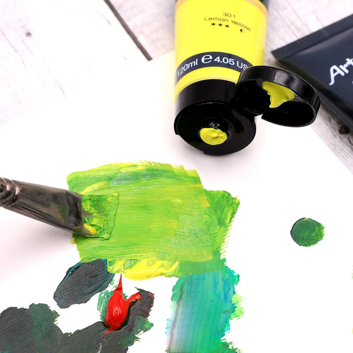 Artecho Professional Acrylic Paint Set, 20 Primary Colors (120ml / 4.05oz) Tubes, Art Craft Paints for Canvas, Rock, Stone, Wood, Fabric, Art Supplies