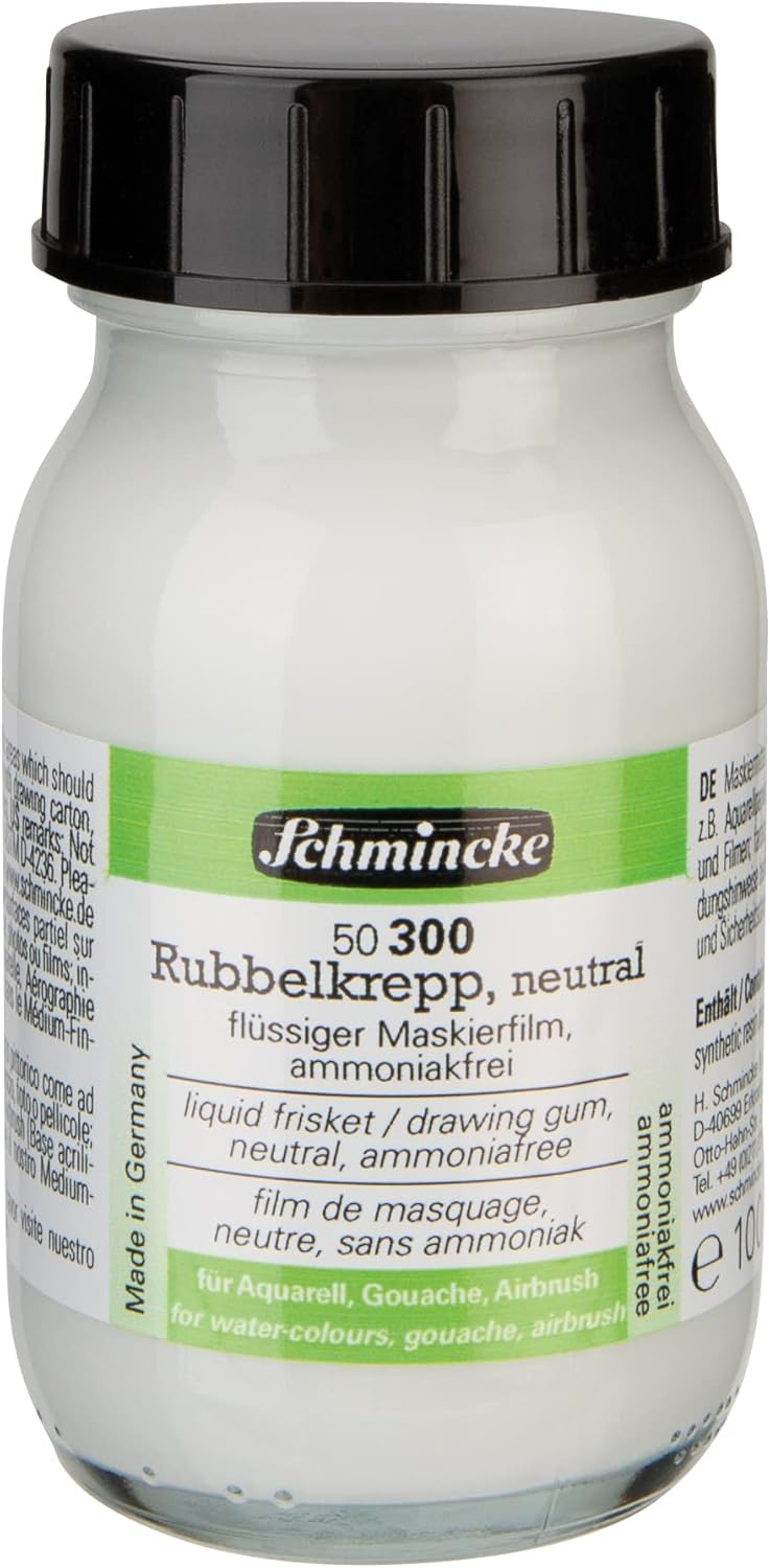 Schmincke - Liquid frisket neutral, 100 ml, 50 300055, colourless masking liquid for opaque areas of paintings, smooth drawing cardboard, ammonia-free