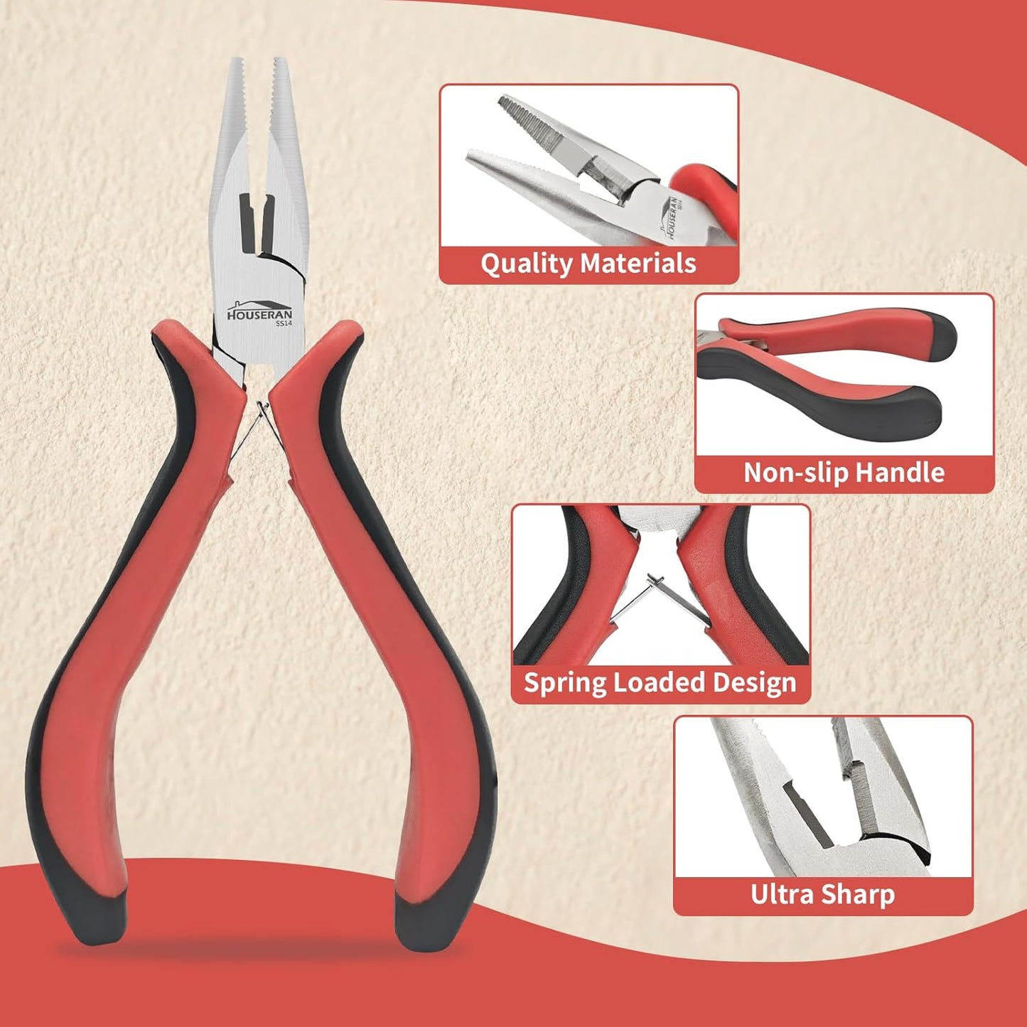 Small Needle Nose Pliers 5"-5 Pack Mini Needle Nose Pliers, Spring Loaded Needle Nose Pliers, Jewelry Pliers Needle Nose for Jewelry Making