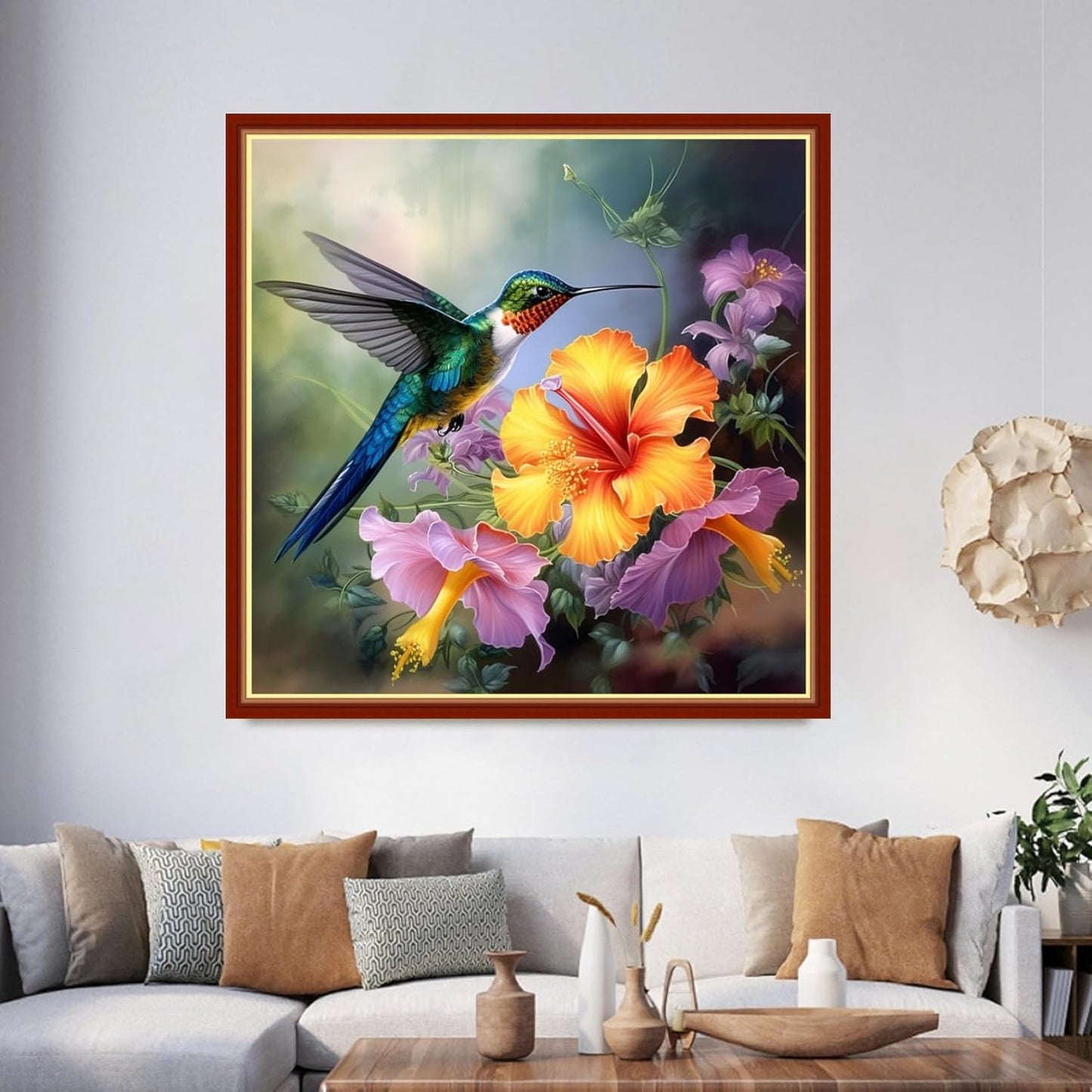 Foxhool Beginners Cross Stitch Kits Stamped Full Range of Embroidery Kits for Adults DIY Cross Stitches kit Embroidery Patterns for Needlepoint kit-Hummingbirds honey17.7x17.7 inch