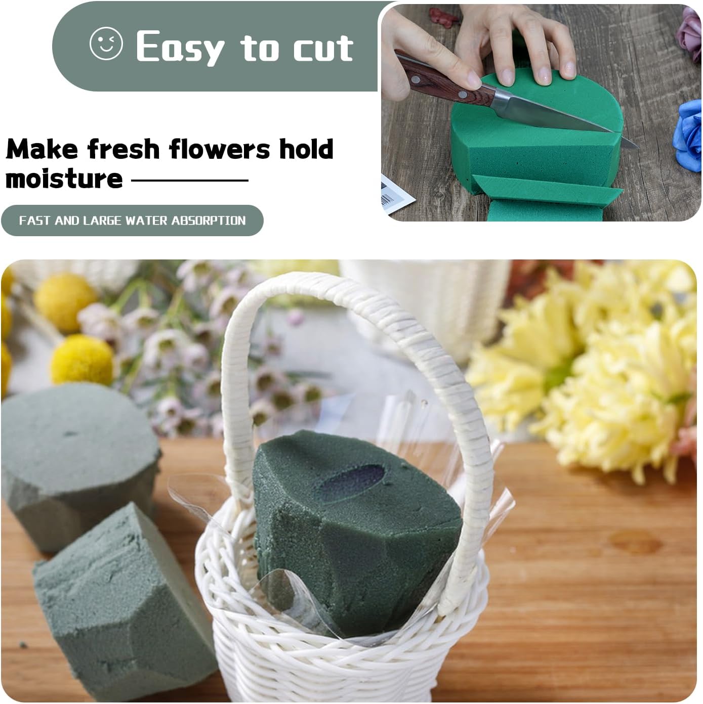 Round Floral Foam 4.5'' SUPKING Flower Foams 4Pcs Florist Foam Block Wet Dry Green Foam for Artificial and Fresh Flower Arrangement