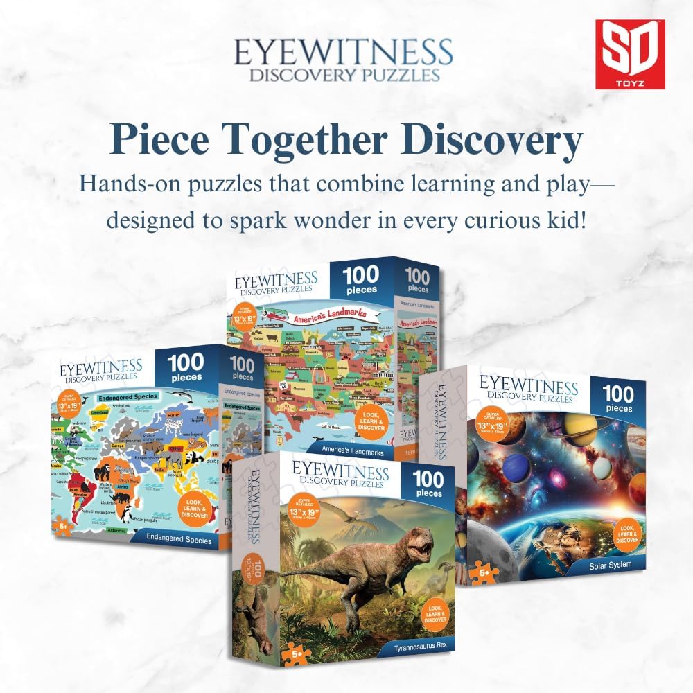 Eyewitness Discovery Puzzle American Landmarks, 100 Piece Jigsaw for Kids, Educational Learning Toy for Boys & Girls, Children Ages 5+