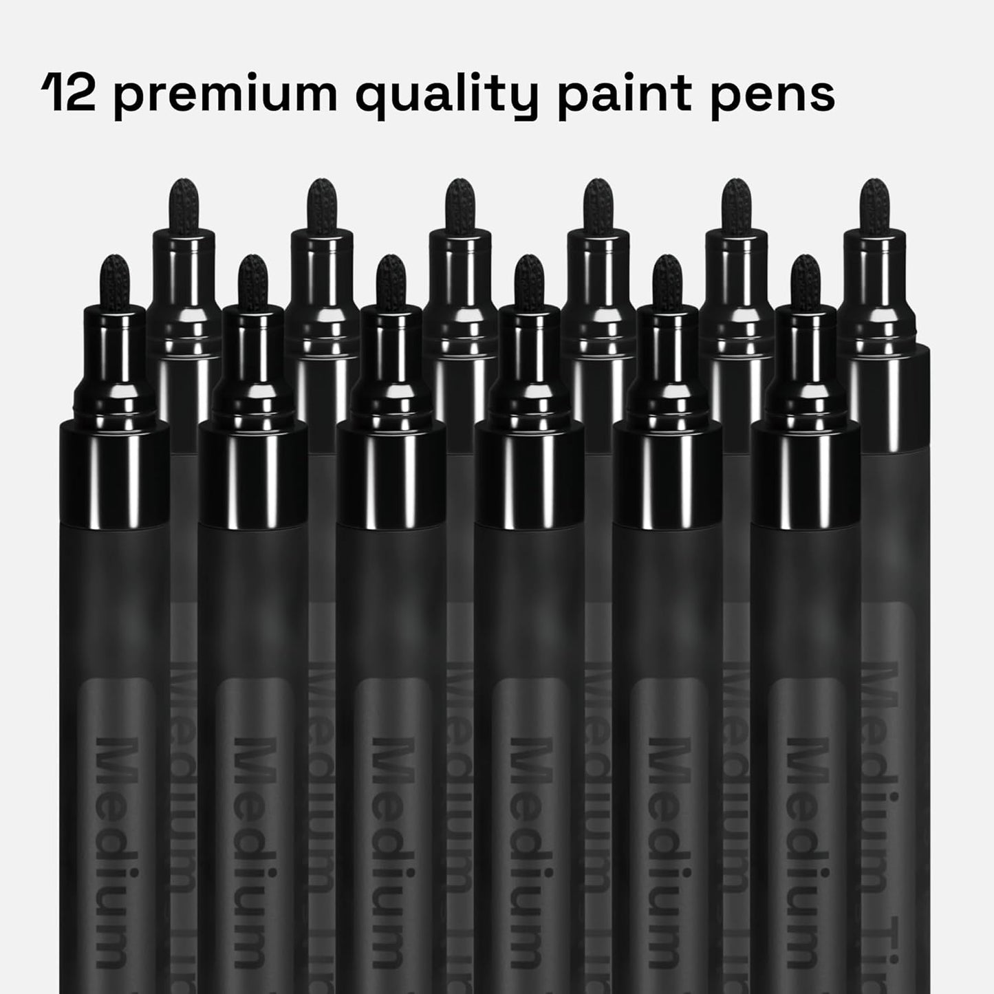 ARTISTRO 12 Black Paint Pens for Rock Painting, Stone, Ceramic, Glass, Wood, Fabric, Scrapbooking, DIY Craft Making, Art Supplies, Card Making, Coloring, Acrylic Markers Medium Tip 3.0mm