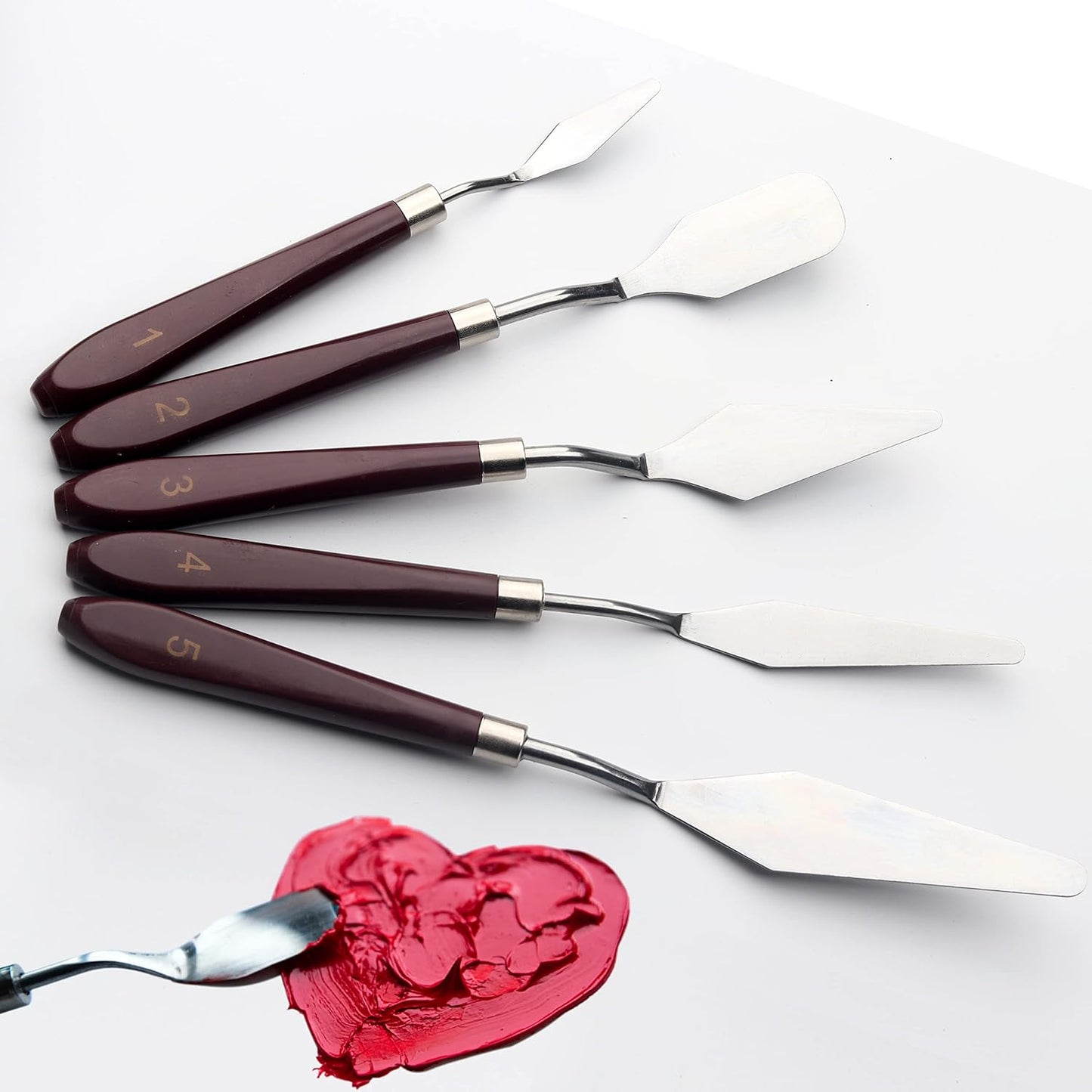 5 Piece Palette knifes Painting Knife Set for Oil, Acrylic Paint,Cake Decorating,Stainless Steel Pallet Knife Paint Knife Art Spatula for Various Types of Painting,ColorMixing,Smearing