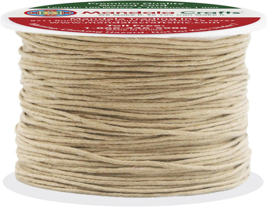 Mandala Crafts 1mm 109 Yards Natural Cotton Waxed Cord for Jewelry Making Bracelet Cord Waxed String - Beading String Thread Jewelry Cords for Necklaces String