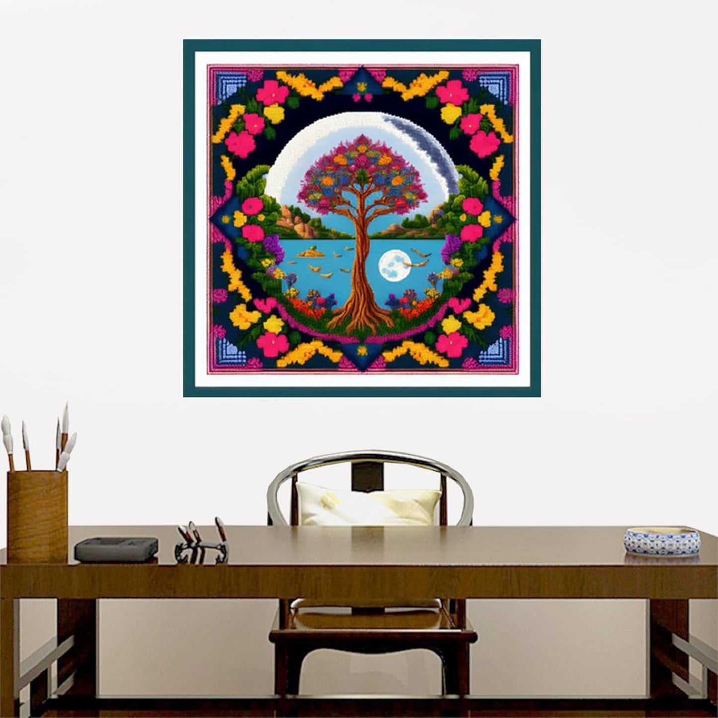 Joyhoor Cross Stitch Kits for Beginners Stamped Cross-Stitch Supplies Needlework preprint Embroidery Kits for Adults DIY Needlepoint Kits Embroidery Patterns 11CT-Magic Tree 17.7x17.7 inch