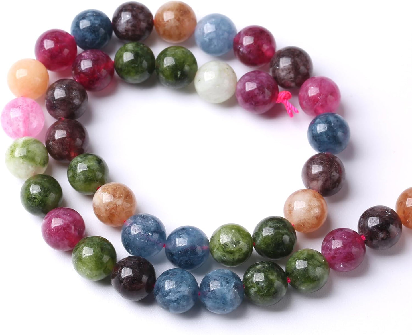 45pcs 8mm Natural Colorful Tourmaline Jade Stone Beads Round Loose Crystal Healing Energy Beads for Jewelry Making DIY Bracelet Necklace Earrings 15"(8mm, Colorful Tourmaline)