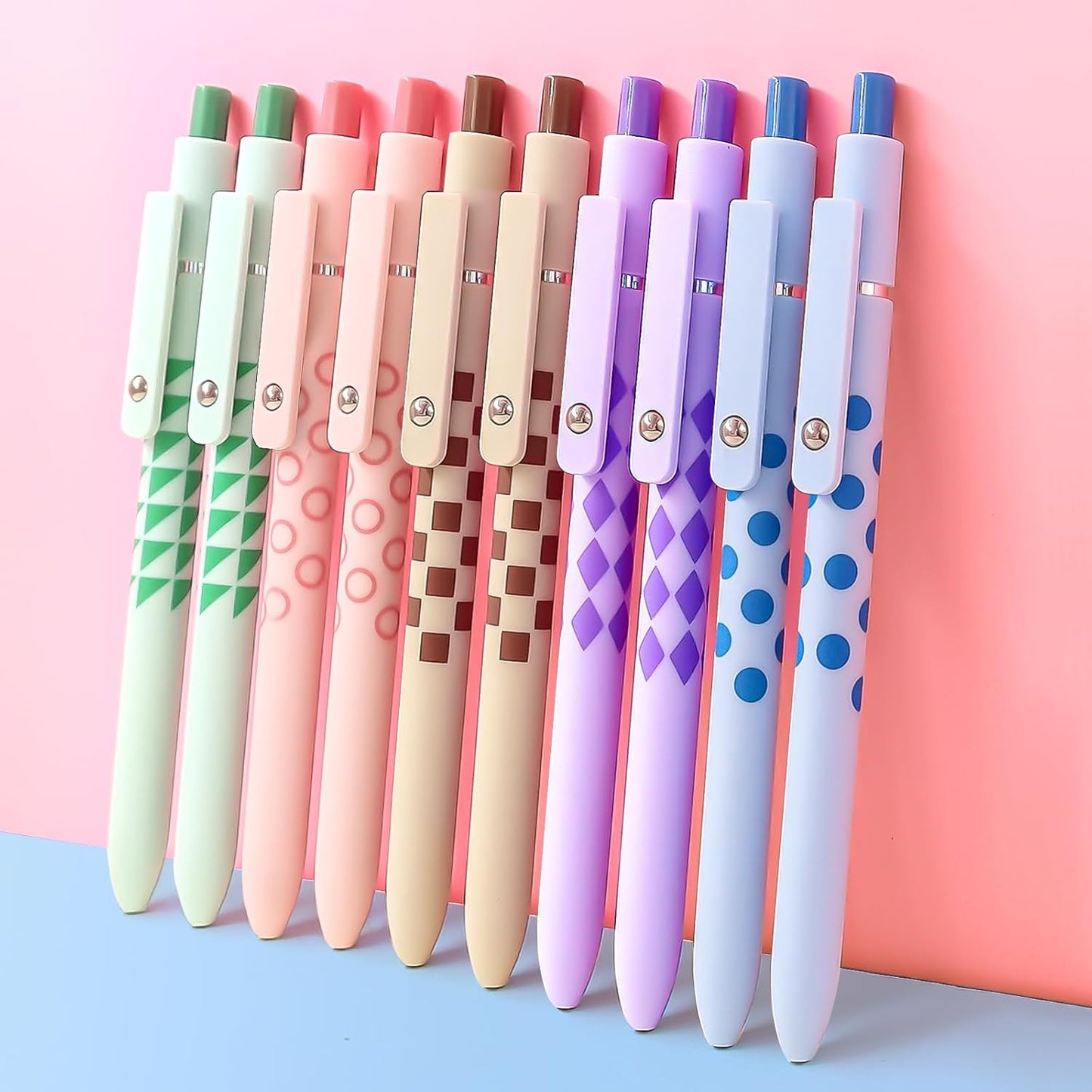 Gel Pens, 5 Pcs Medium Point Smooth Writing Pens Cute Pens for Women, High-End Series 0.7mm Black Ink Pens for Journaling Note Taking, School Office Supplies (5 Pcs Geometric Aurora)