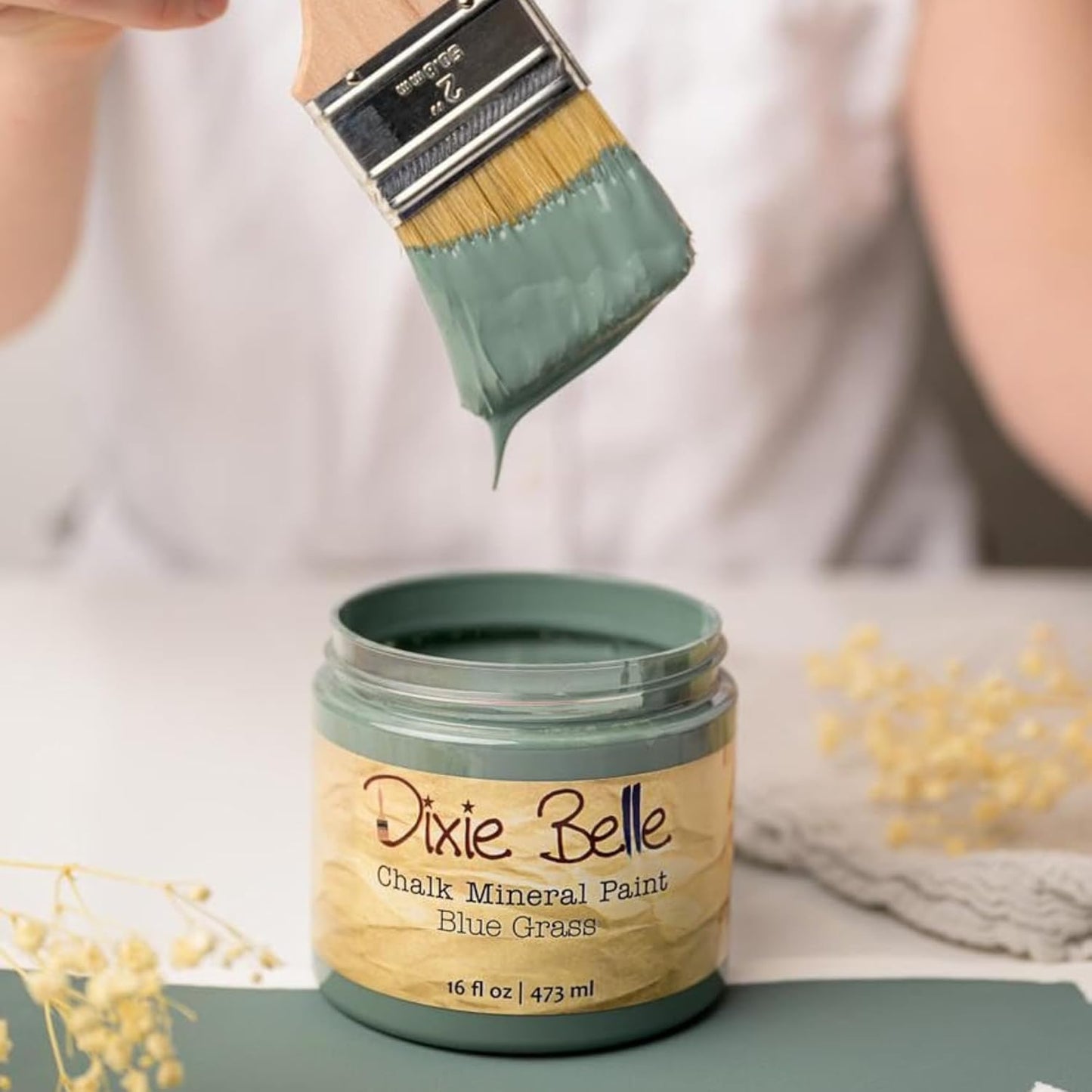 Dixie Belle Paint Company Chalk Finish Furniture Paint – Blue Grass (4oz) – Matte Chic Chalk Mineral DIY Furniture Paint