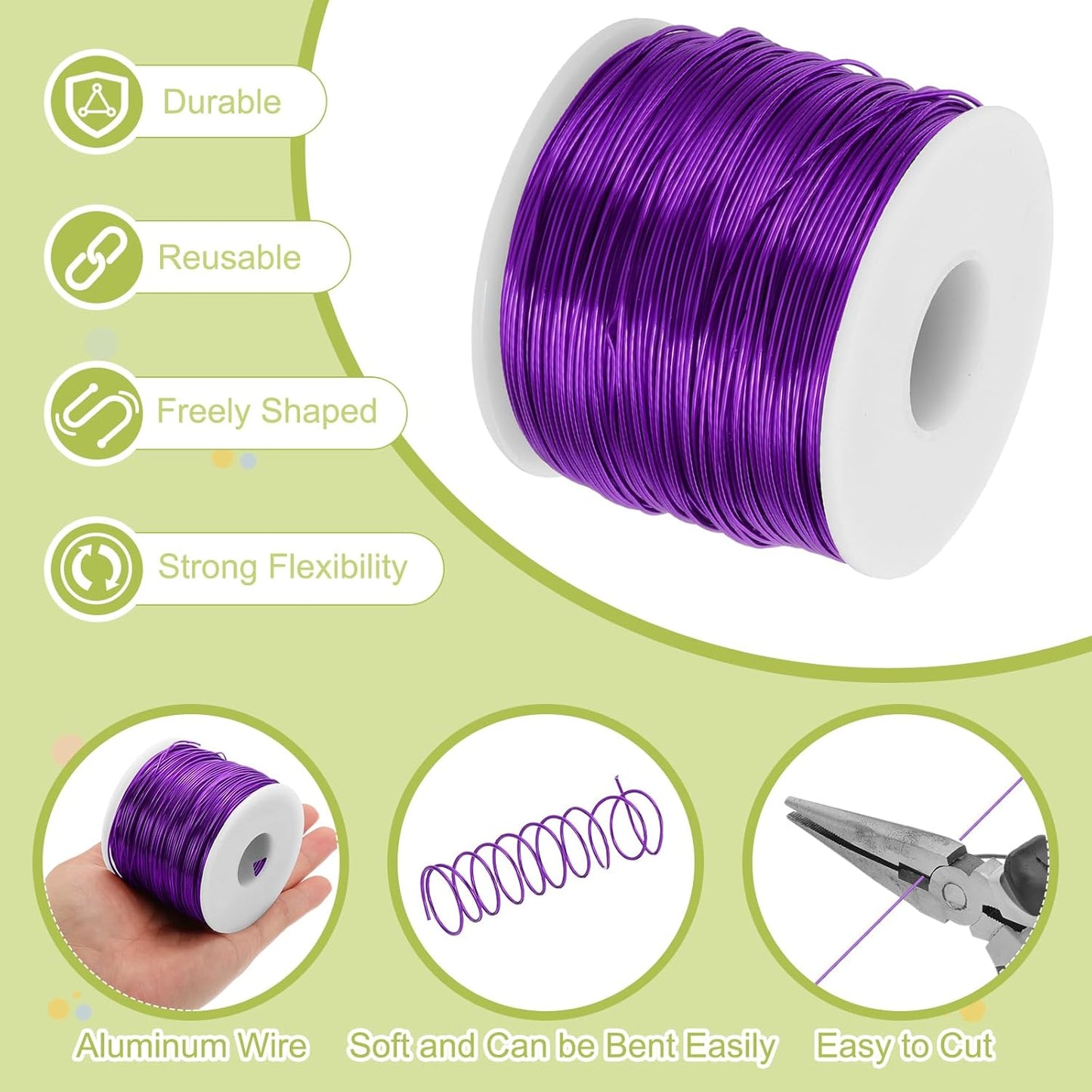 MECCANIXITY 18 Gauge Anodized Aluminum Craft Wire Bendable Bonsai Training Wire 492 Feet 1mm for Sculpting Crafts Wreath Floral Beading Jewelry Making, Purple