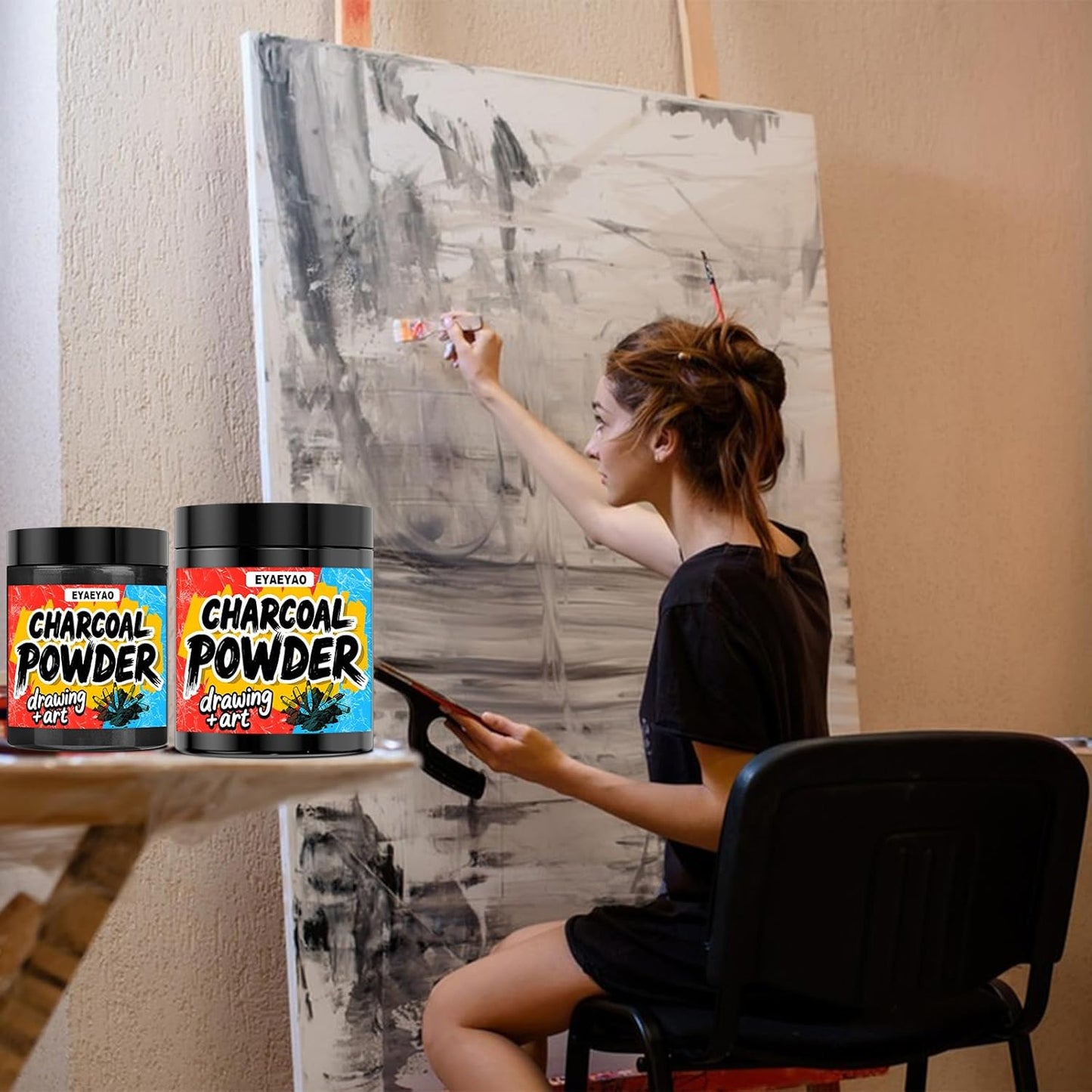 Charcoal Powder for Drawing - Premium Fine Art Charcoal for Sketching, Shading & Blending - Artist Grade for Pencils, Canvas, Paper - Beginners & Professionals (4 Ounces)