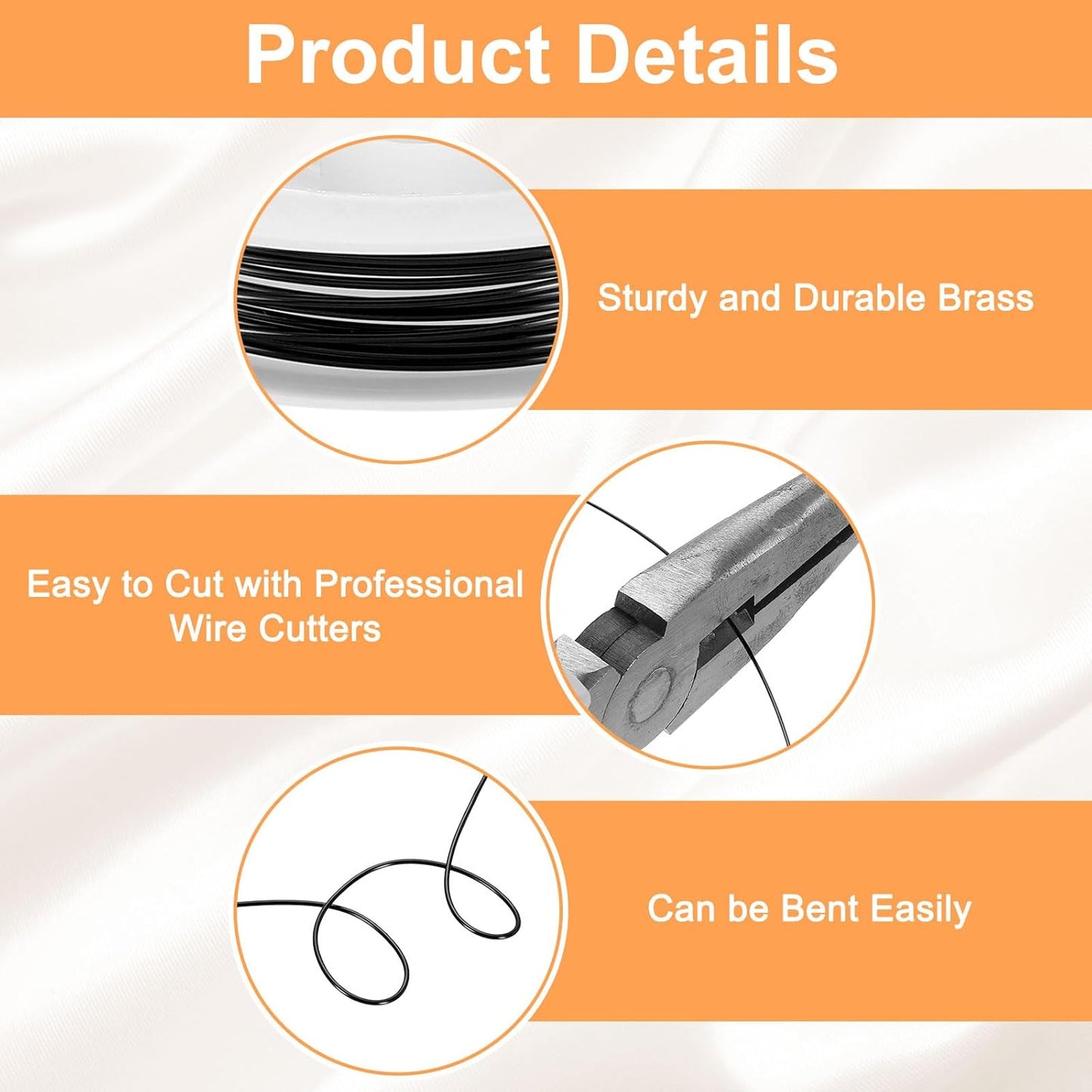 HARFINGTON 8ft Jewelry Wire, 20 Gauge (0.8mm) Brass Craft Soft Metal Tarnish Resistant Copper Beading Wire for Jewelry Making Supplies Crafting, Black