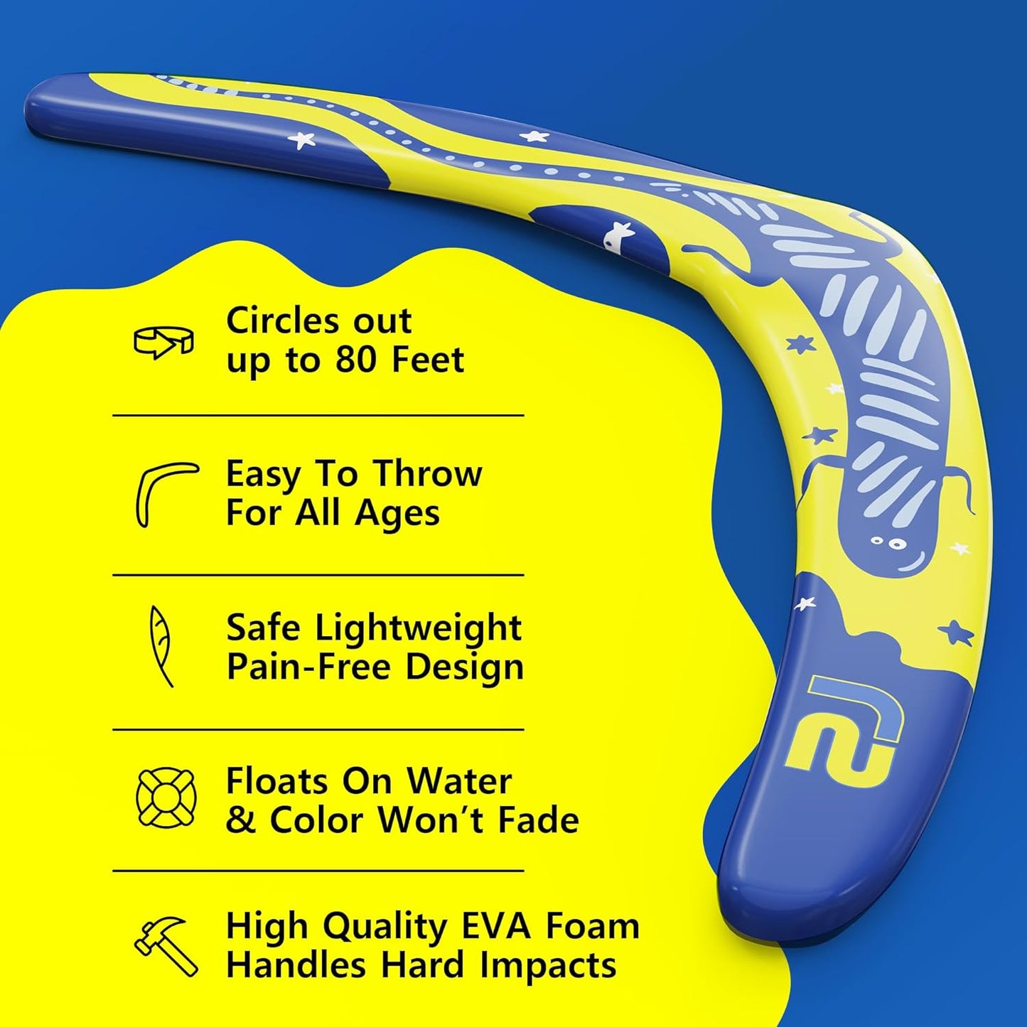 Boomerang for Adults & Kids - Fun Easy to Throw Boomerangs That Really Work - Soft to Catch Best Stocking Stuffer Gifts for Boys & Girls - Outdoor Gifts for Men & Women - 2025 Gift Idea for Teen Boys