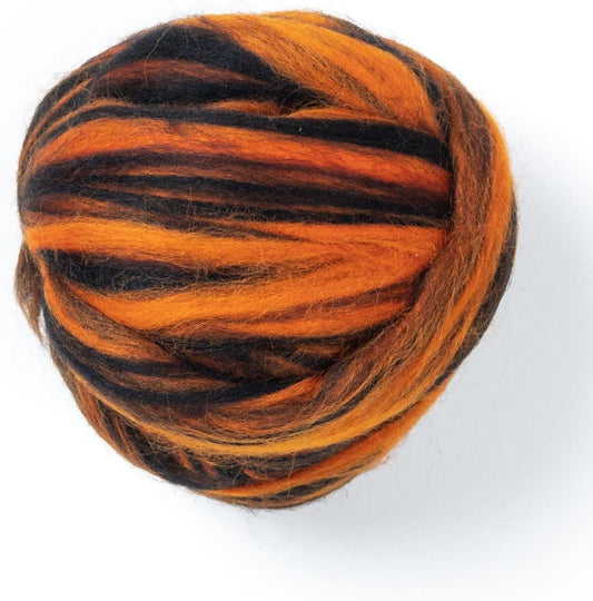 Colored Natural Wool roving, 8 OZ. Best Wool for Needle Felting, Wet Felting, handcrafts and Spinning. (Halloween Zebra)