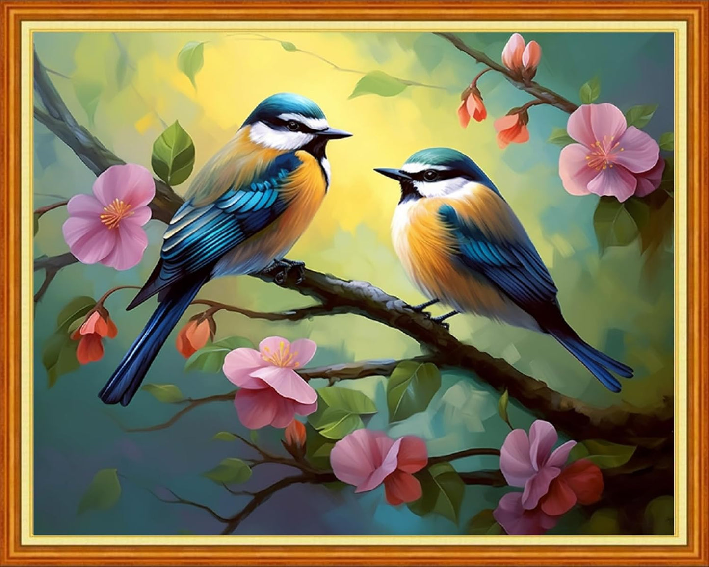 Foxdiviy Stamped Cross Stitch Kits Full Range of Embroidery Needlework Starter Kits for Beginners Adults 11CT Embroidery Patterns Art Crafts DIY Needlepoint Kits-Happy Little Bird 16x20 inch