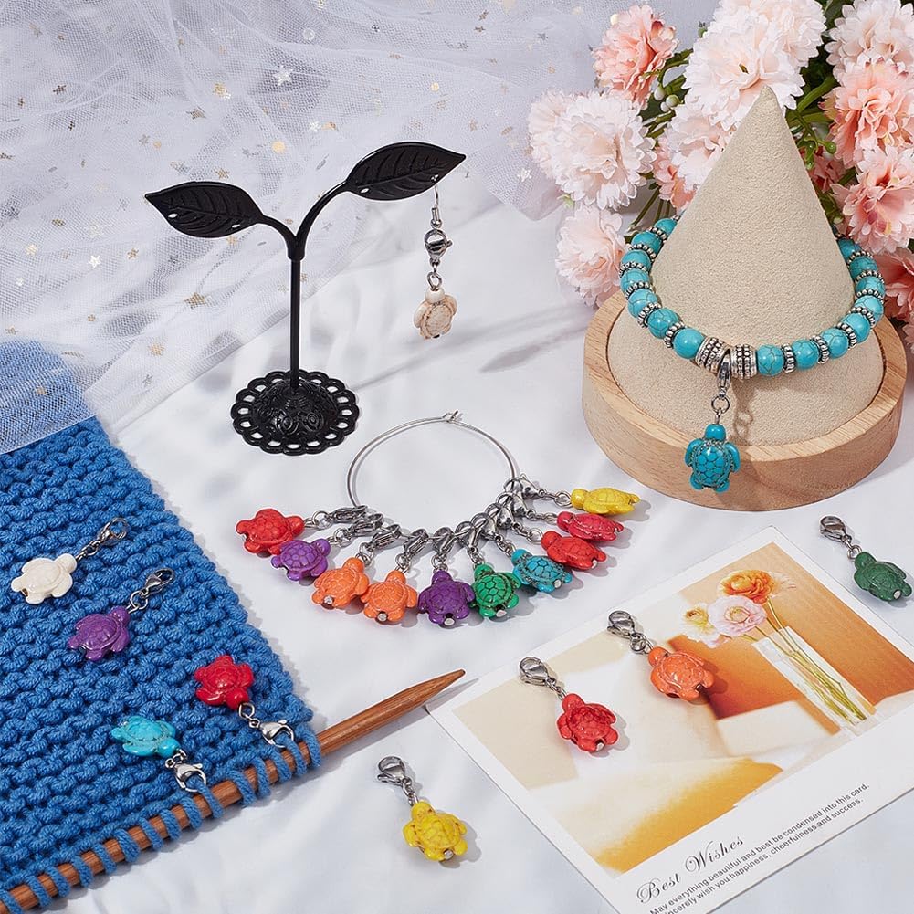 SUNNYCLUE Turtle Beads Stitch Markers, 20Pcs Crochet Knitting Markers with Lobster Clasp Charms for Sewing Quilting