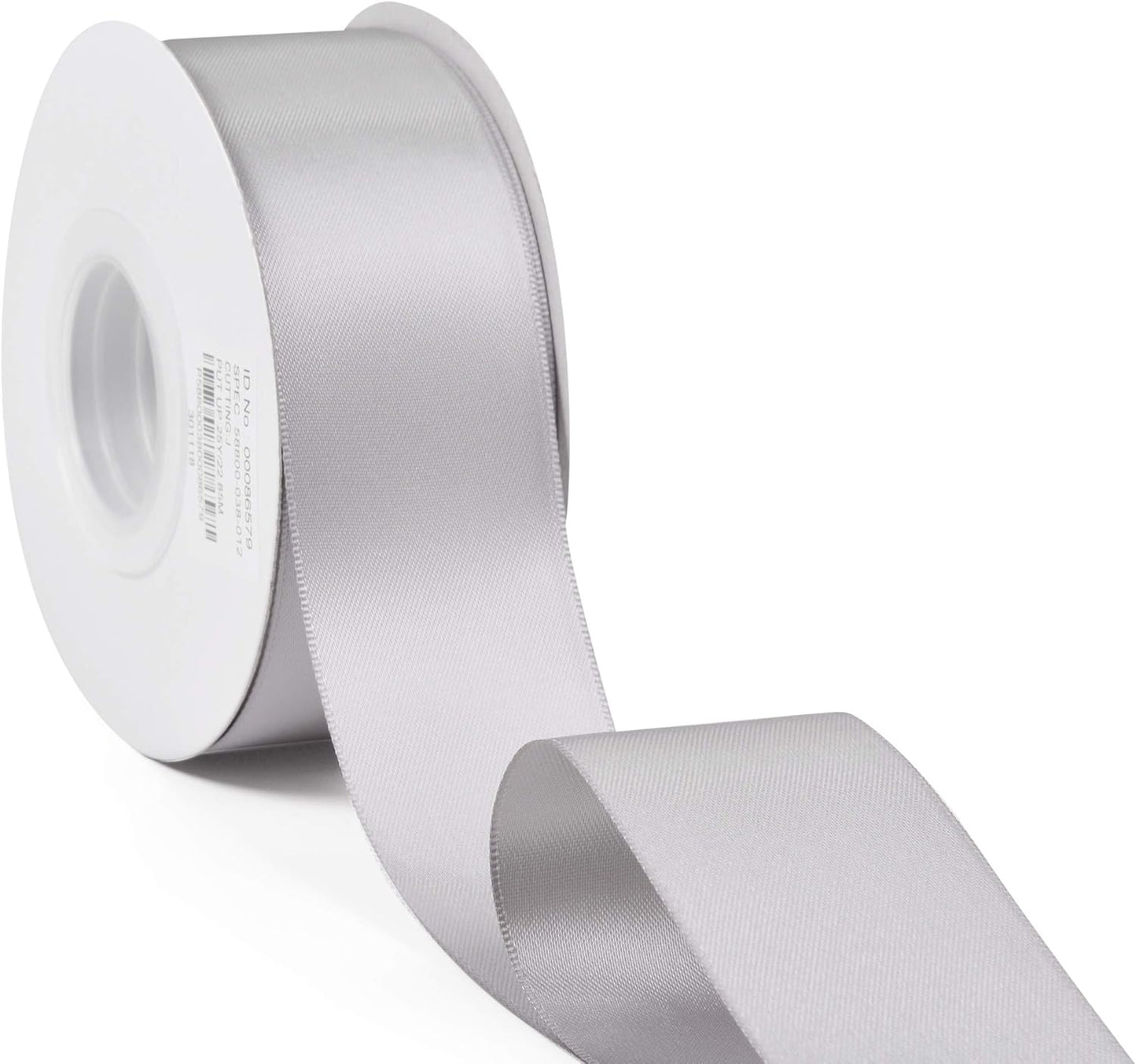 YAMA Silver Double Faced Satin Ribbon, 1-1/2 Inch 25 Yards, for Crafts Bows Flower Bouquet Wedding Home Decor Gift Wrapping