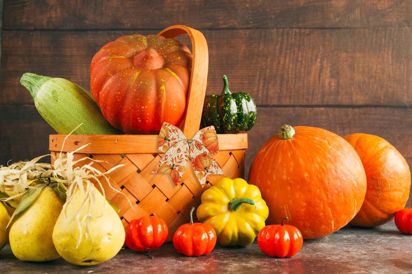 Threetols 2 Rolls 10 Yards Fall Wired Edge Ribbons, 2.5inch Orange Plaid Burlap Ribbons, Autumn Leaves Pumpkin Ribbon for Thanksgiving Party DIY Craft Fall Wreath Bow Decor