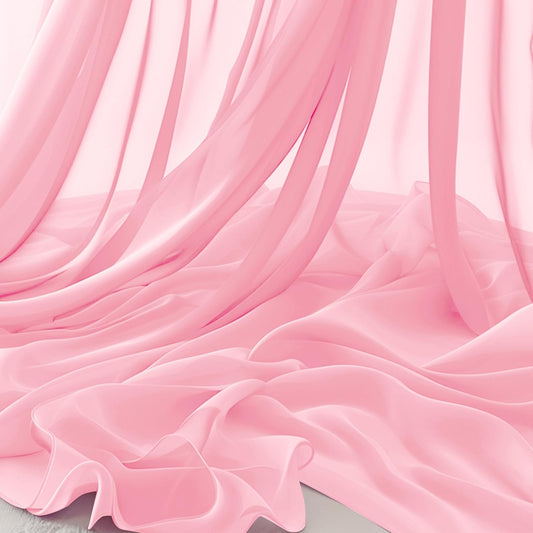 Horbaunal Light Pink Chiffon Fabric by The Yard, 10 Yard Continuous Sheer Fabric 59" Wide Soft Draping Fabric for Wedding Arch Draping Party Backdrop DIY Sewing
