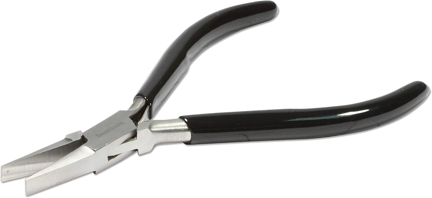 The Beadsmith Flat Nose Pliers – Extra Fine Tips – 4.5 inches (114mm) – PVC Grip Handle with Double Leaf Springs – Jewelry Making Tool for Creating Bracelets, Earrings and Necklaces