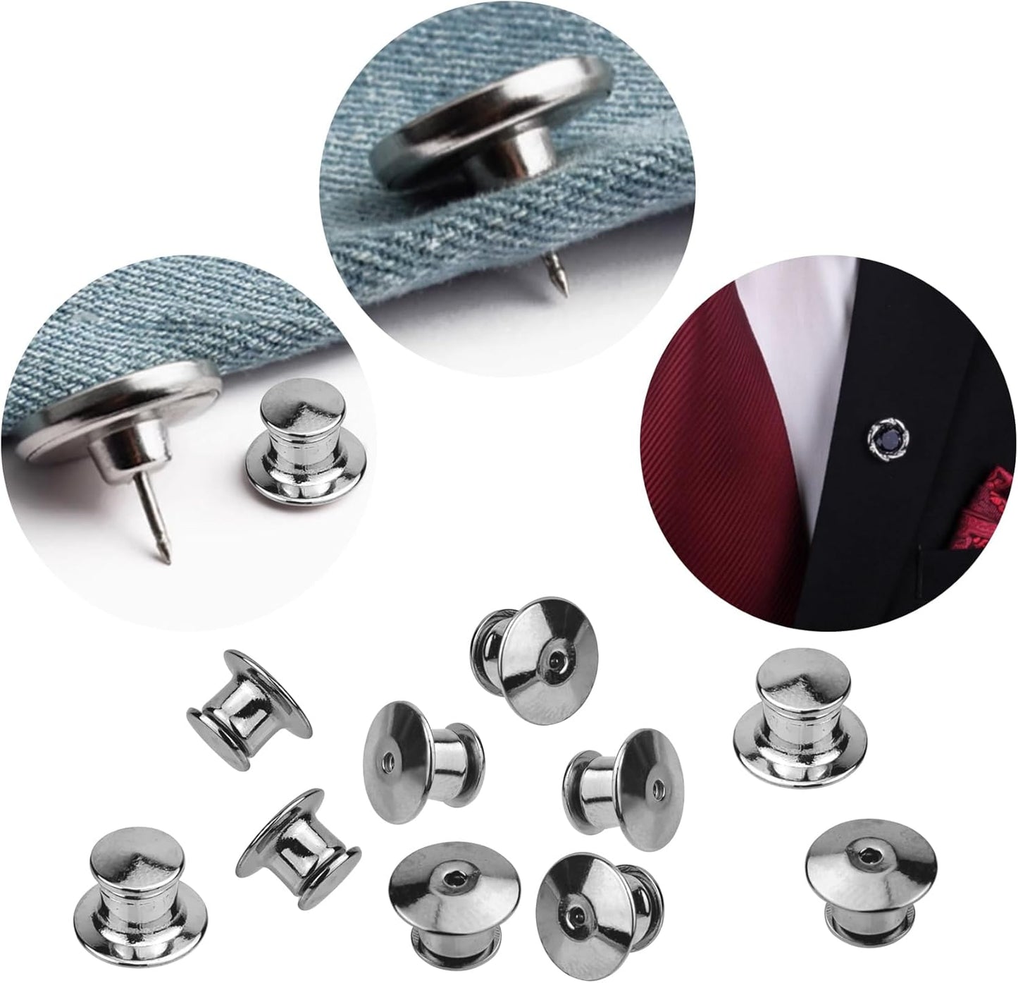 10 PCS Pin Backs, Pins for Backpacks, Pin Backs Locking, Pin Lock, Metal Pin Locks Back for Enamel Pins (10)