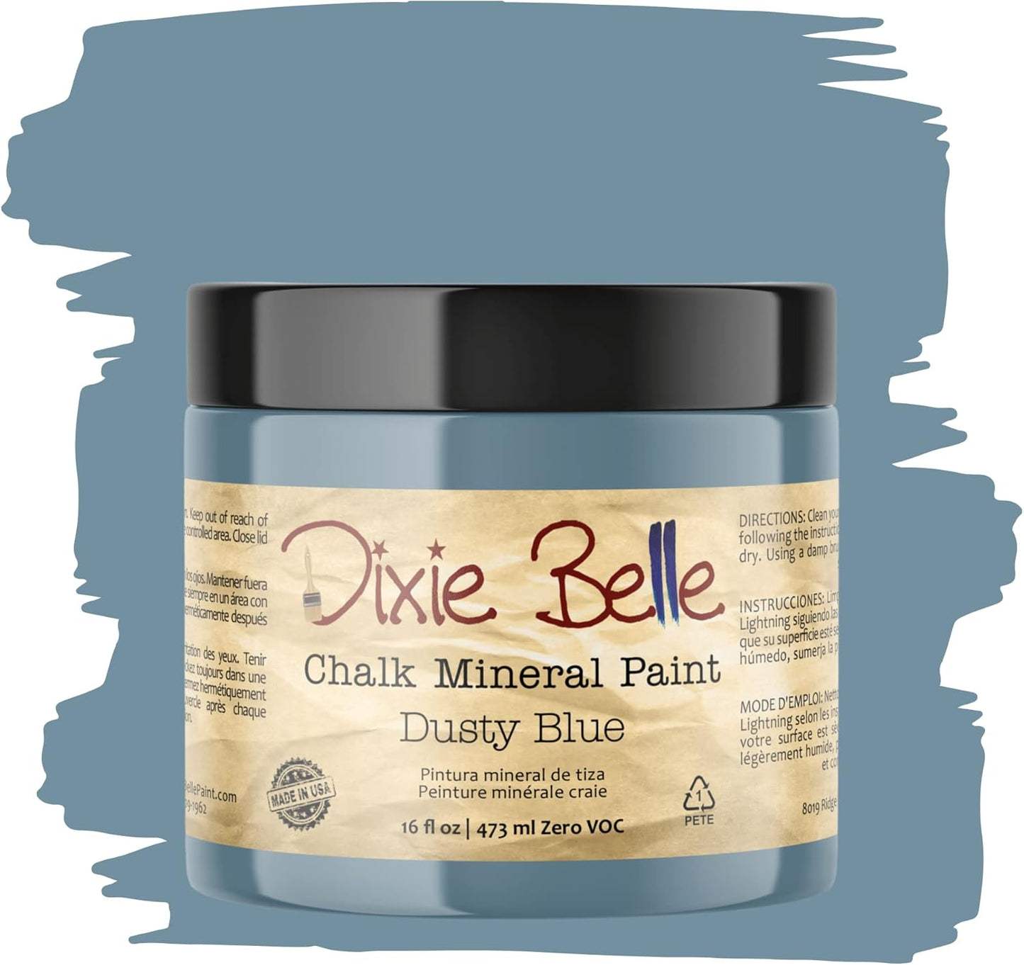 Dixie Belle Paint Company Chalk Finish Furniture Paint - Dusty Blue (16oz) - Matte Faded Denim Chic Chalk Mineral DIY Furniture Paint