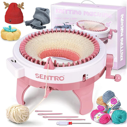 BZVV Knitting Machine for SENTRO 48 Needles Smart Knitting Crochet Machine with Row Counter for Adults and Beginners, Knitting Board Rotating Double Loom, Weaving Loom Machine Kit New Year Gifts