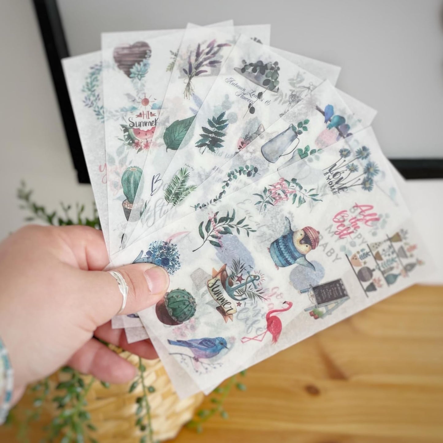 Printable Washi Sticker Paper for Inkjet & Laser Printers, 8.5x11 Inch Full Sheet, 25 Sheets, Semi Transparent, Printable Washi Sticker for Scrapbooking, Bullet Diaries, Junk Journaling, Washi Tapes