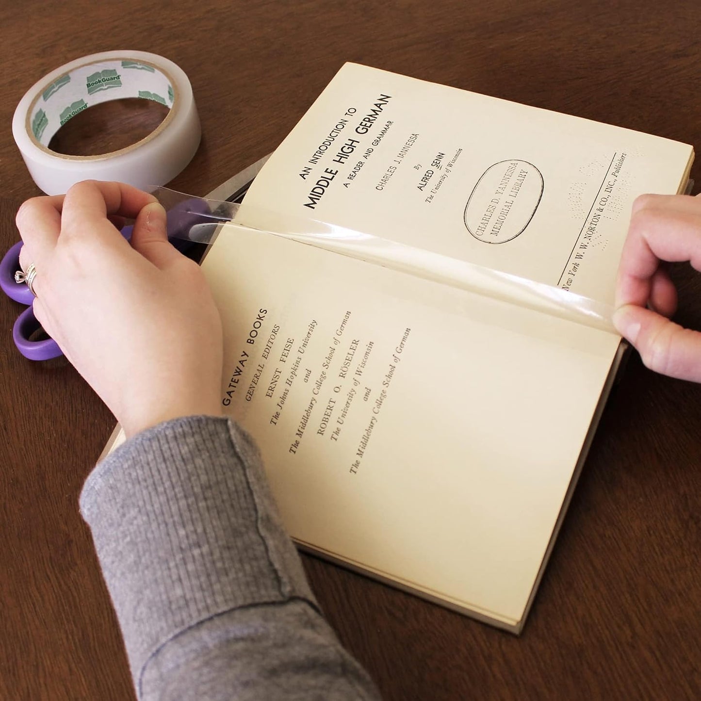 BookGuard 1 Inch Bookbinding Tape, Book Tape and Book Repair Tape with Acid Free Tape and Archival Book Repair Tape, Clear, 15 Yard Roll - Case of 10