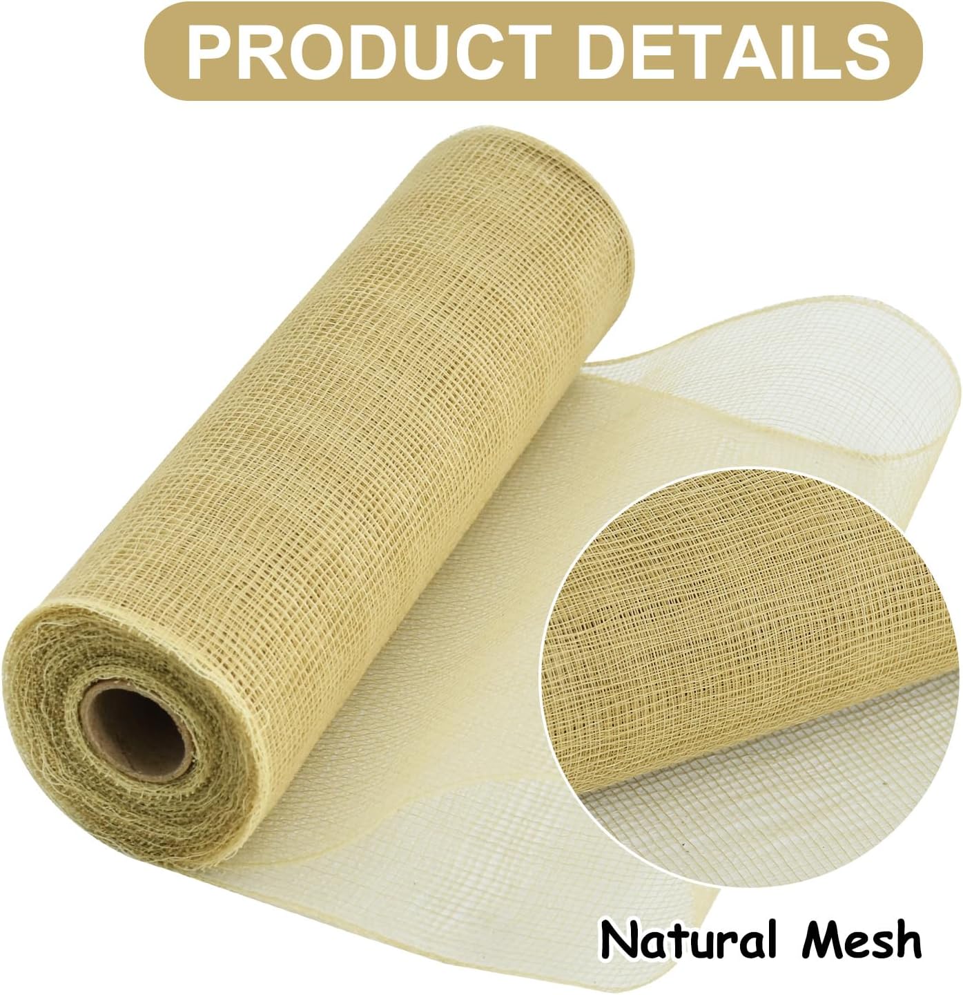 TONIFUL 2 Rolls 10 Inch Burlap Natural Decorative Mesh Ribbon Rolls, Perfect for Wreaths, Swags, Christmas Trees, Home Decoration, and Creative Crafts