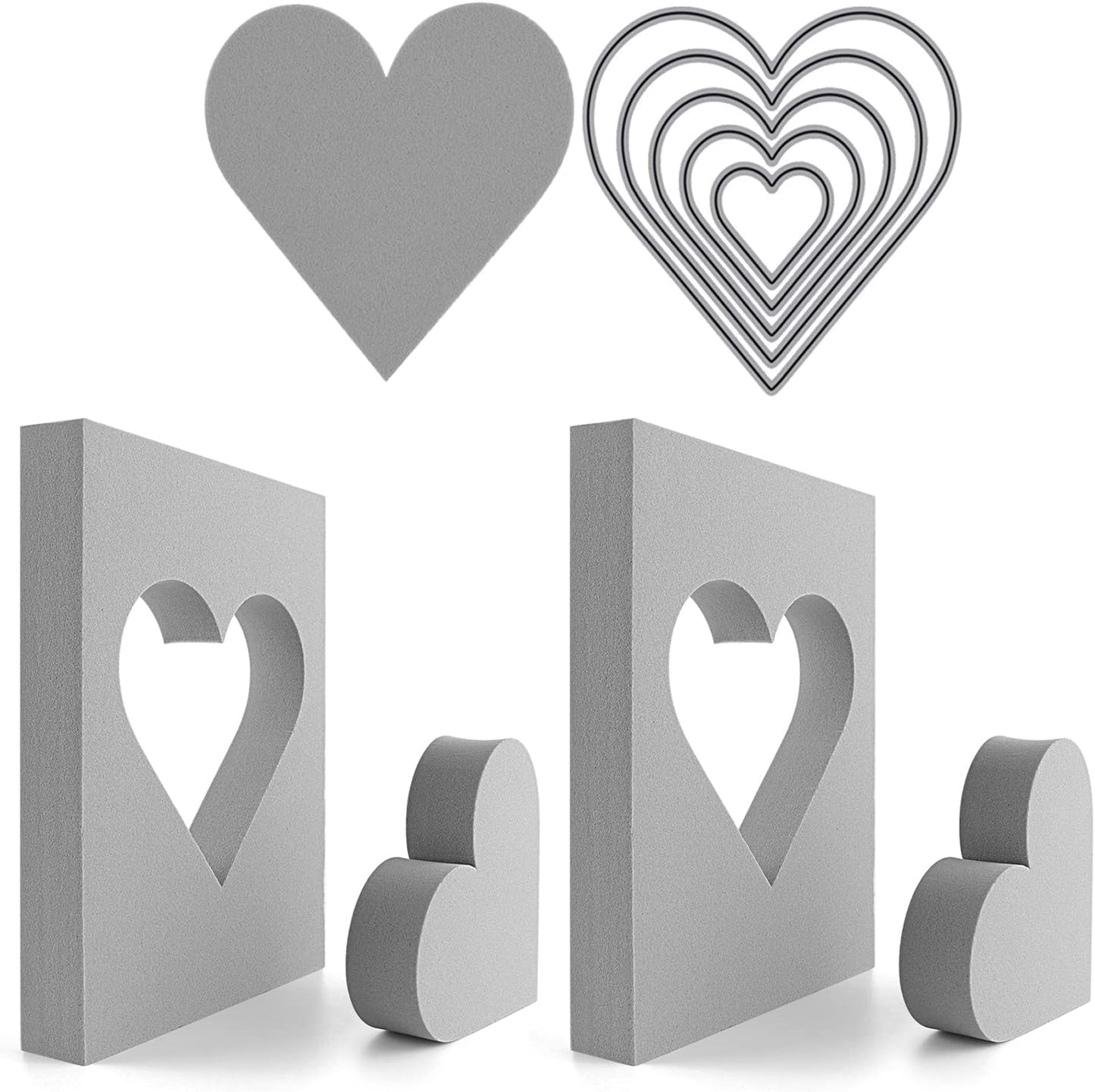 BAOFALI 15 Pcs Large Stamping Foam Grey Moldable Heart Foam Stamps Plastic Dry Foam Stamp Pad Cut and Dry Foam Stamping Foam Block for Sculpture, Modeling, DIY Arts and Handicrafts Projects